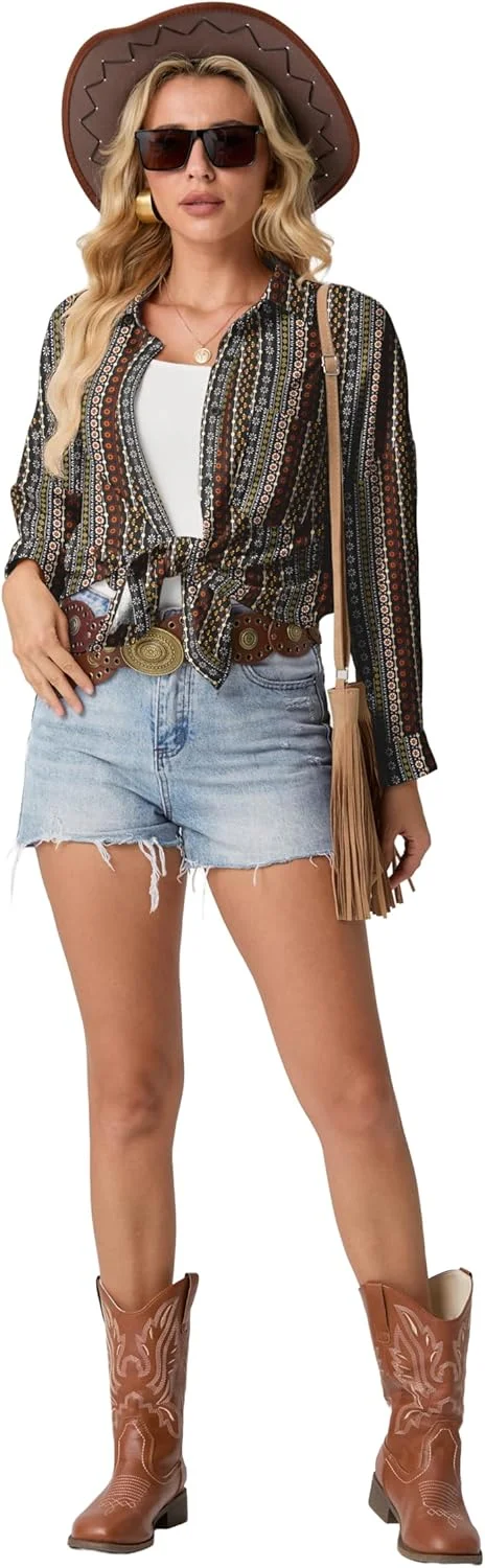 بلوز آستین بلند دکمه دار زنانه Mintreus طرح گلدار، مناسب استایل رسمی و غیر رسمی، لباس کار، مدل پاییز 2025