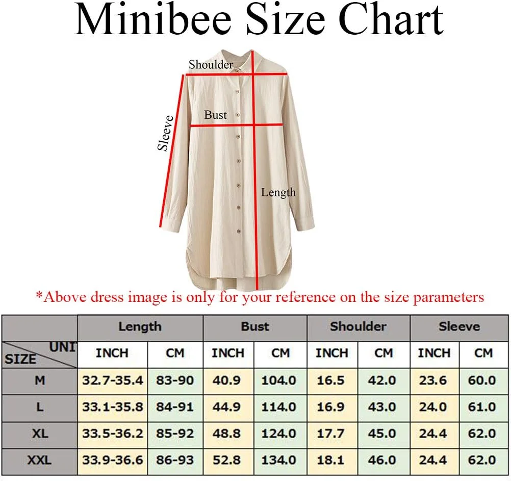 تونیک زنانه Minibee، بلوز دکمه دار، مدل دوست پسرانه، سفید، سایز L