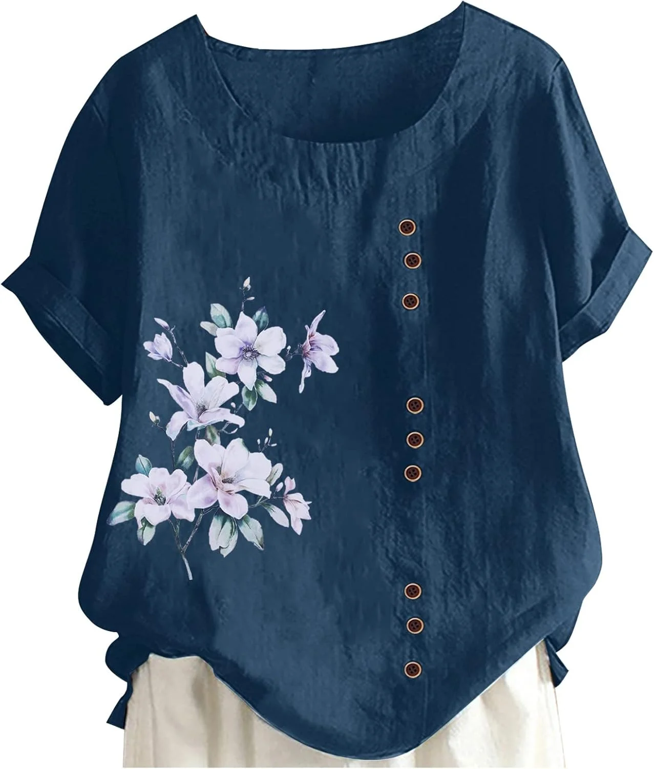 Miekld بلوز و شومیز زنانه، بلوزهای مد روز زنانه، بلوزهای گرافیکی یقه گرد، بلوز سفید زنانه