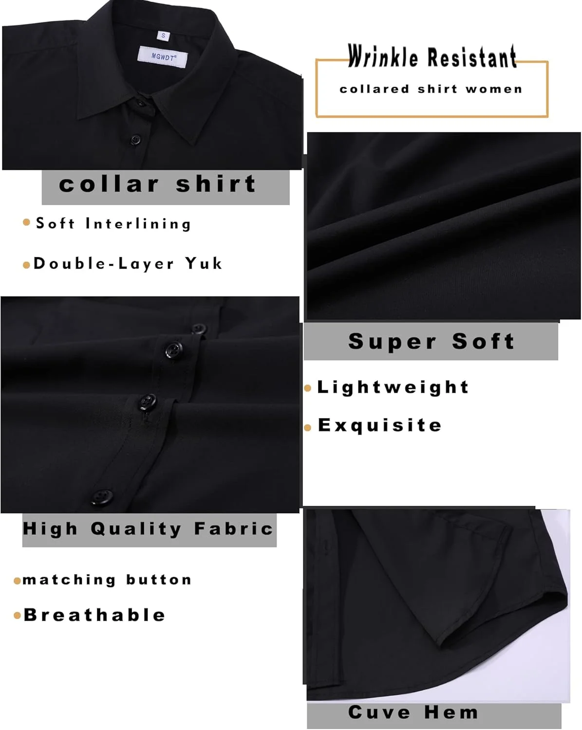 پیراهن دکمه دار زنانه MGWDT، آستین بلند، کشی، مناسب کار، سبک و بدون چروک
