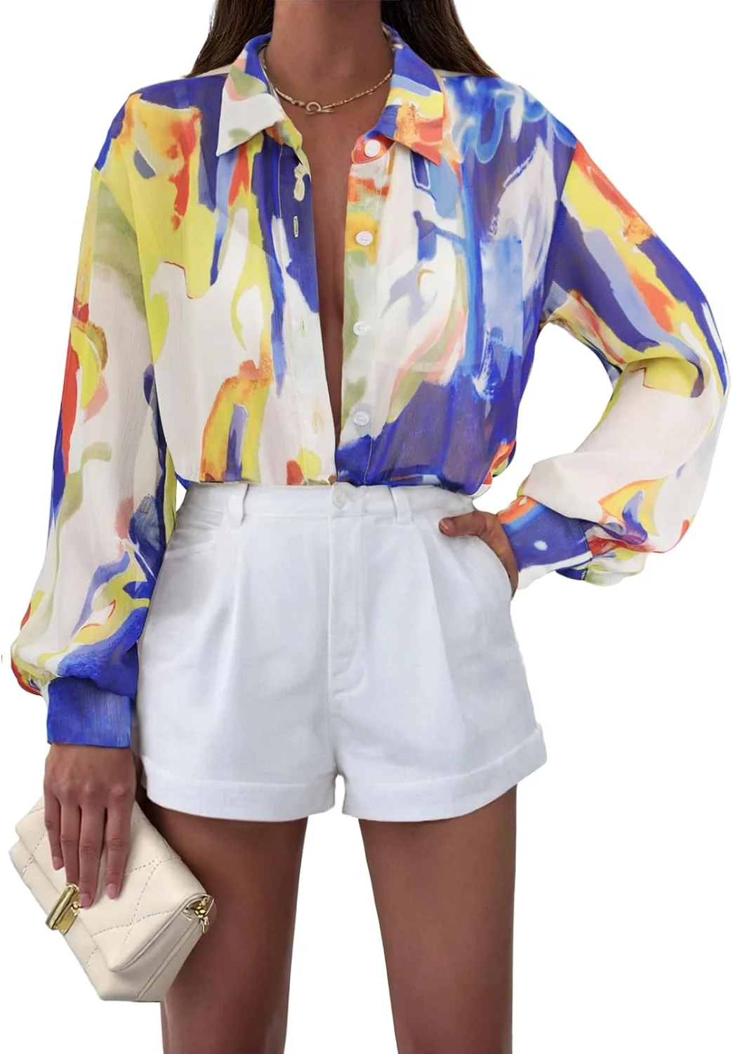 MEROKEETY بلوز زنانه دکمه دار طرح بوهو