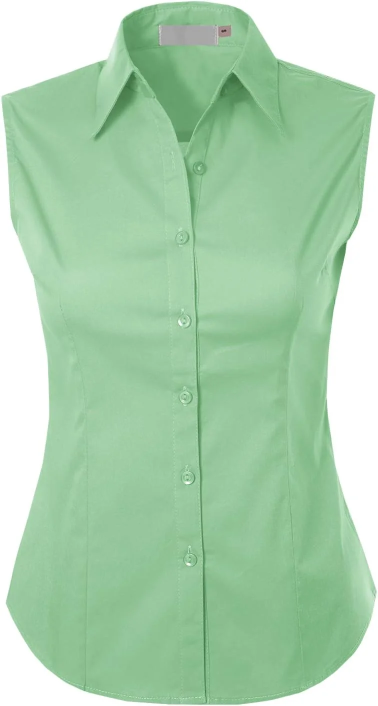 لباس MAYSIX APPAREL، بلوز آستین حلقه ای کشی دکمه دار یقه دار مناسب محیط کار، رسمی و غیر رسمی زنانه (XS-1XL)