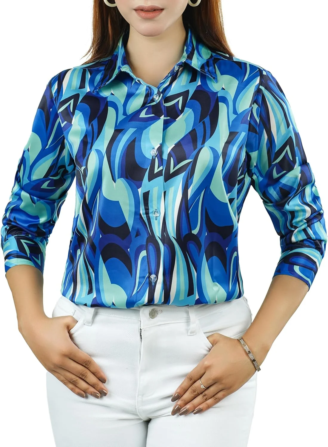 پیراهن دکمه دار زنانه MelloShe - بلوز تابستانی غیر رسمی با طرح گلدار، لباس تابستانی آستین بلند بوهو شیک