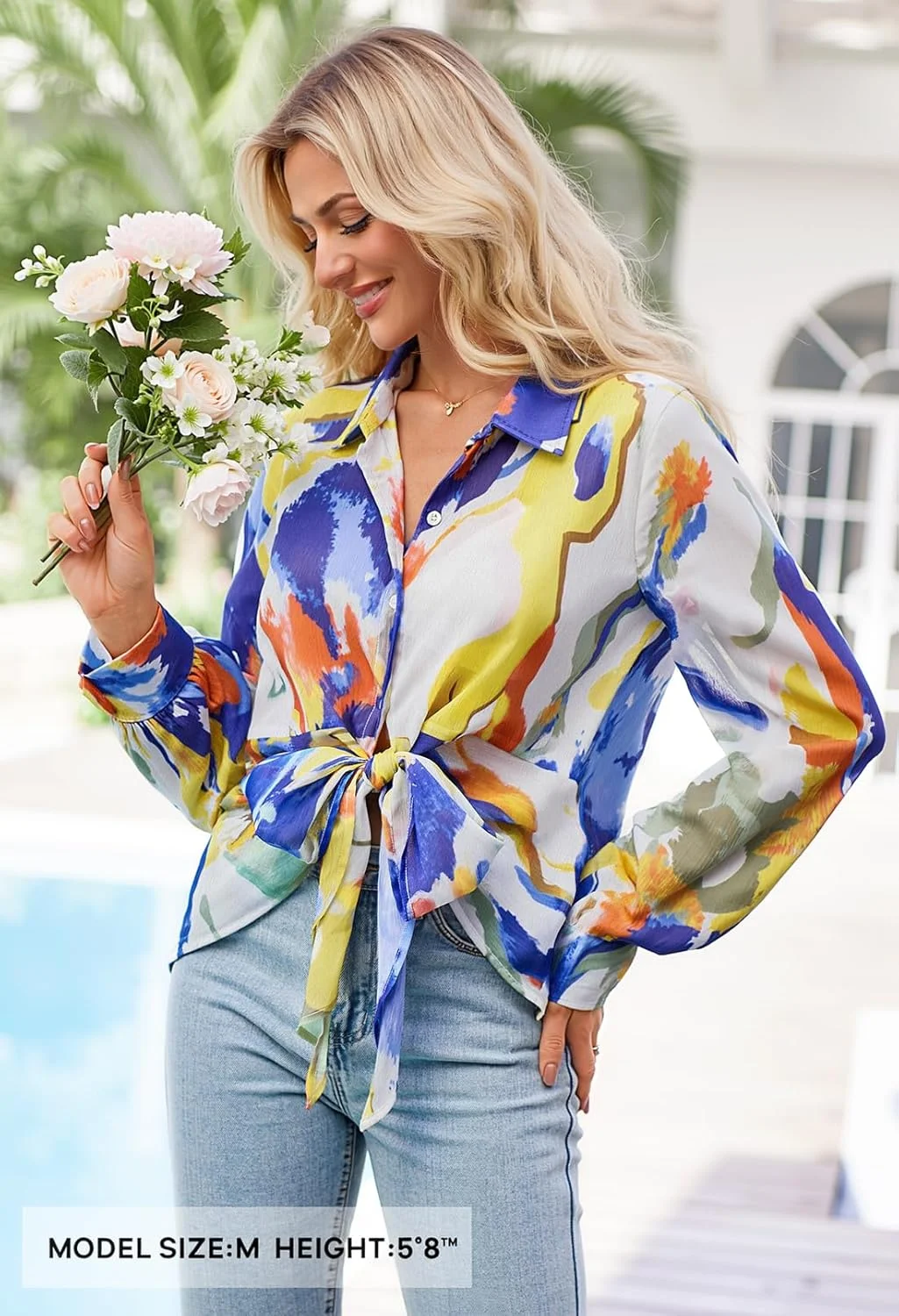 MEROKEETY بلوز زنانه دکمه دار طرح بوهو