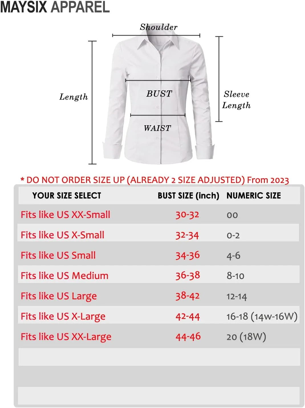 لباس MAYSIX APPAREL آستین بلند کشی دکمه دار یقه دار اداری رسمی بلوز زنانه (XS-3XL)