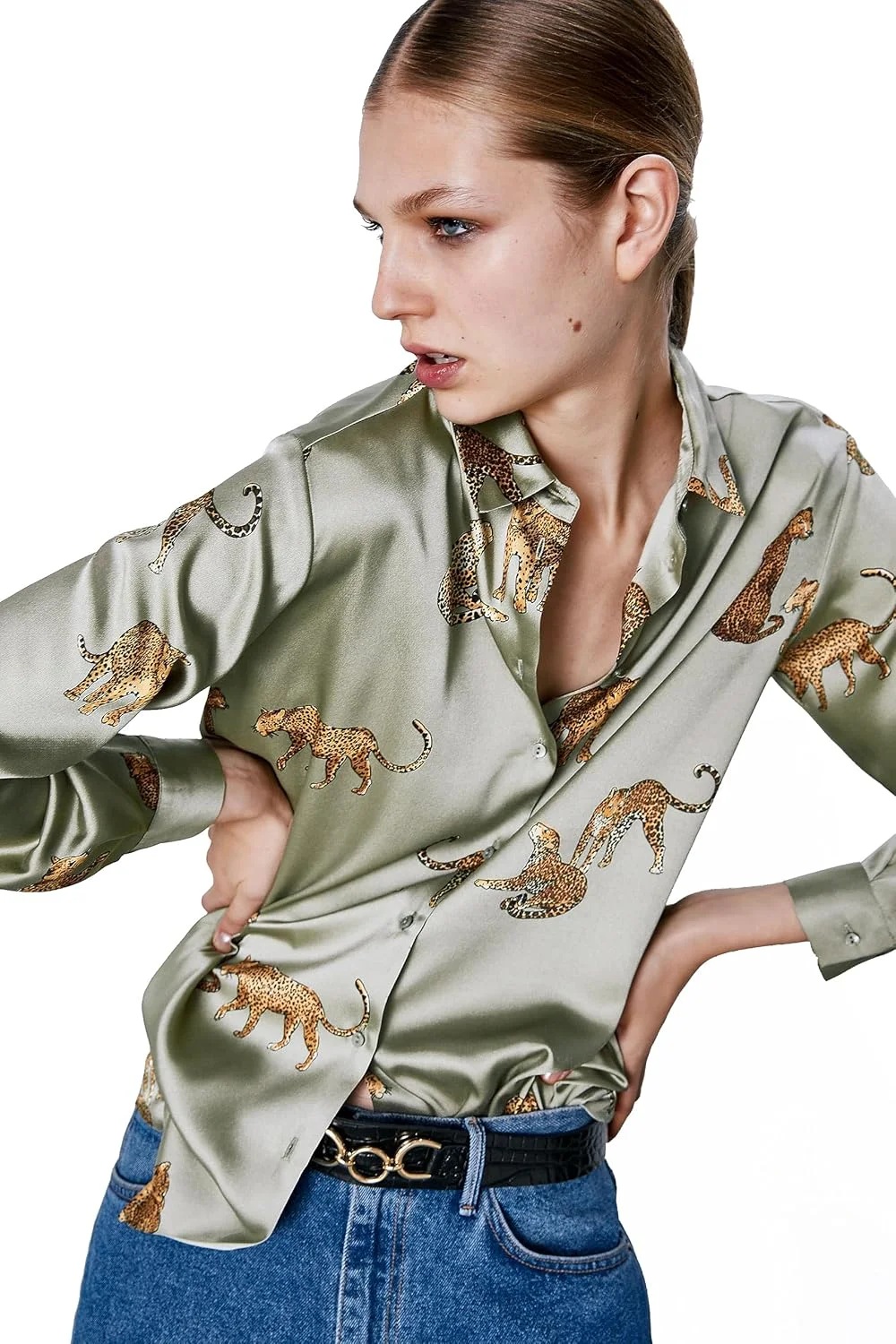 بلوز زنانه مارپسا، پیراهن های ابریشم ساتن، آستین بلند گشاد غیر رسمی برای کار اداری، لباس های رسمی شرکتی