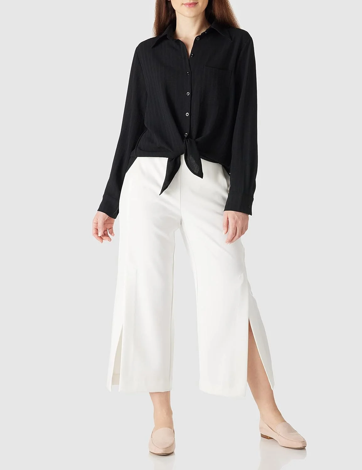 MANAIXUAN بلوز/تاپ زنانه یقه هفت دکمه دار آستین رول، جیب دار، کتان و غیر رسمی