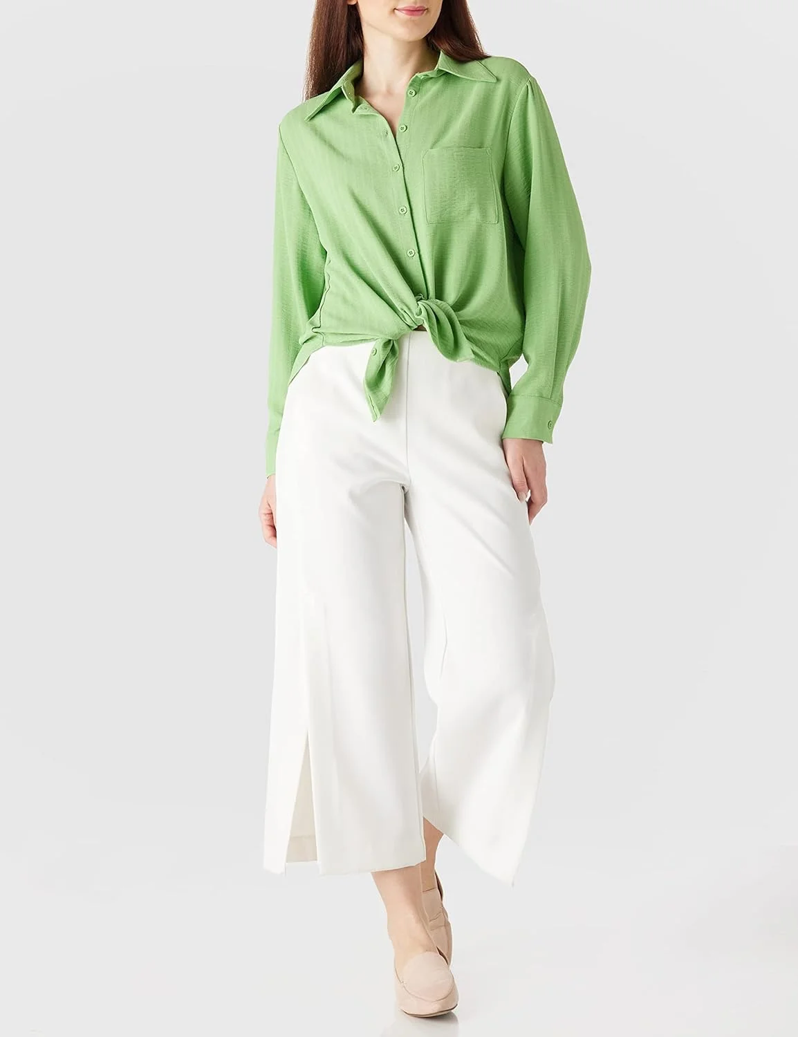 MANAIXUAN بلوز آستین بلند دکمه دار زنانه، گشاد و راحت، یقه هفت