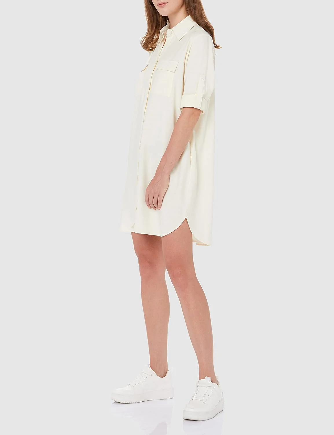 پیراهن زنانه MANAIXUAN مدل پیراهن دکمه دار آستین بلند یقه هفت گشاد و راحت با جیب