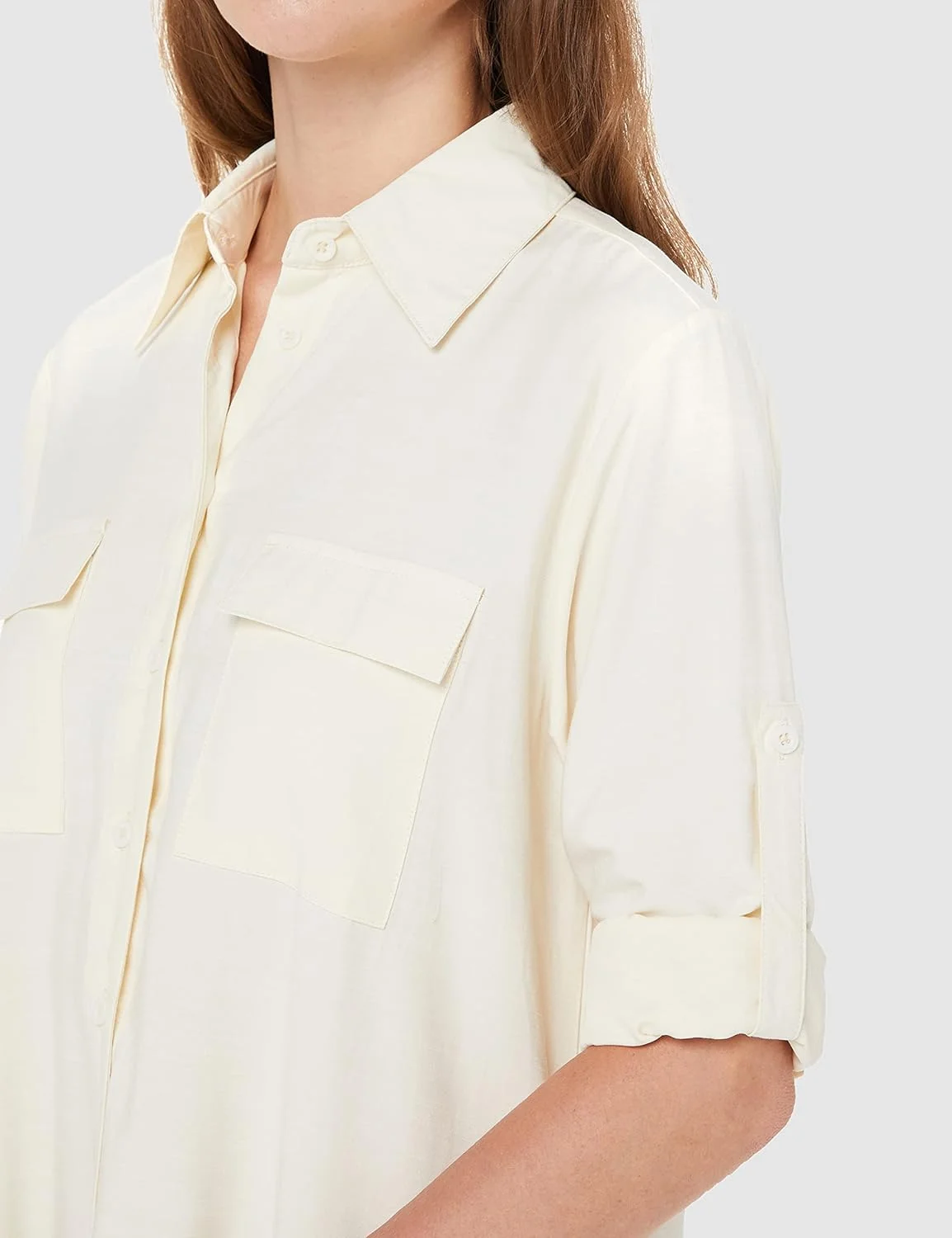 پیراهن زنانه MANAIXUAN مدل پیراهن دکمه دار آستین بلند یقه هفت گشاد و راحت با جیب