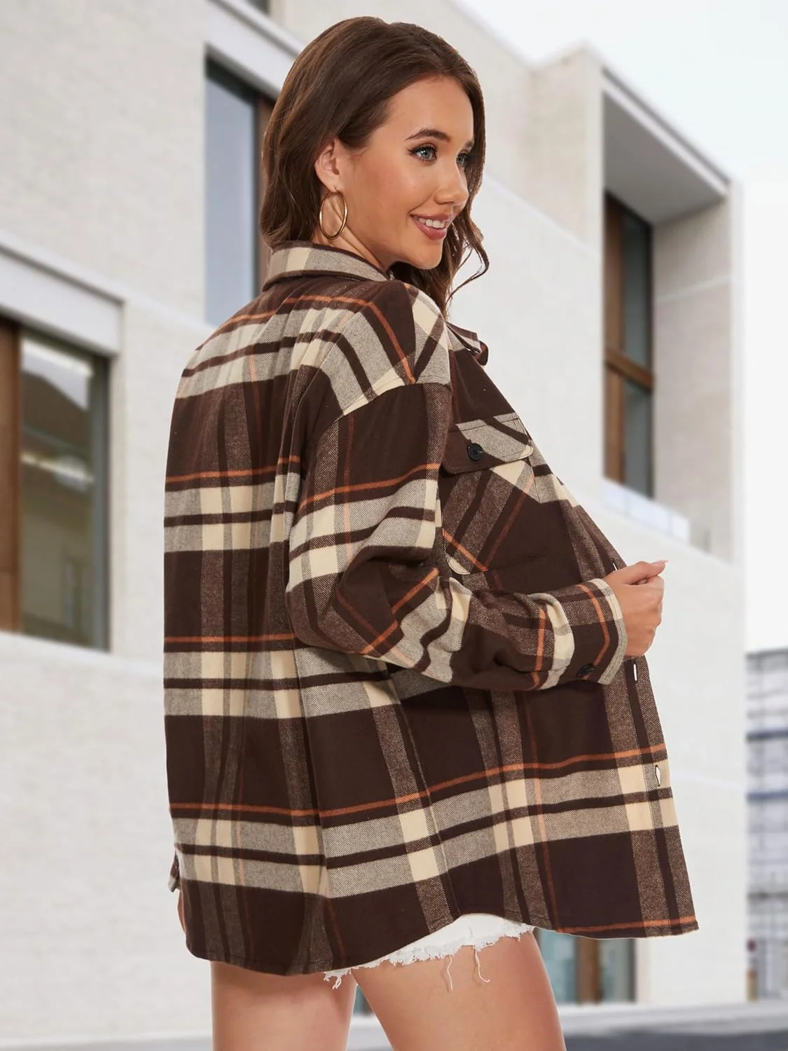 پیراهن های چهارخانه فلانل زنانه MAGCOMSEN، دکمه دار آستین بلند نرم و بزرگ، شاکت فلانل، تاپ های بلوز غیر رسمی