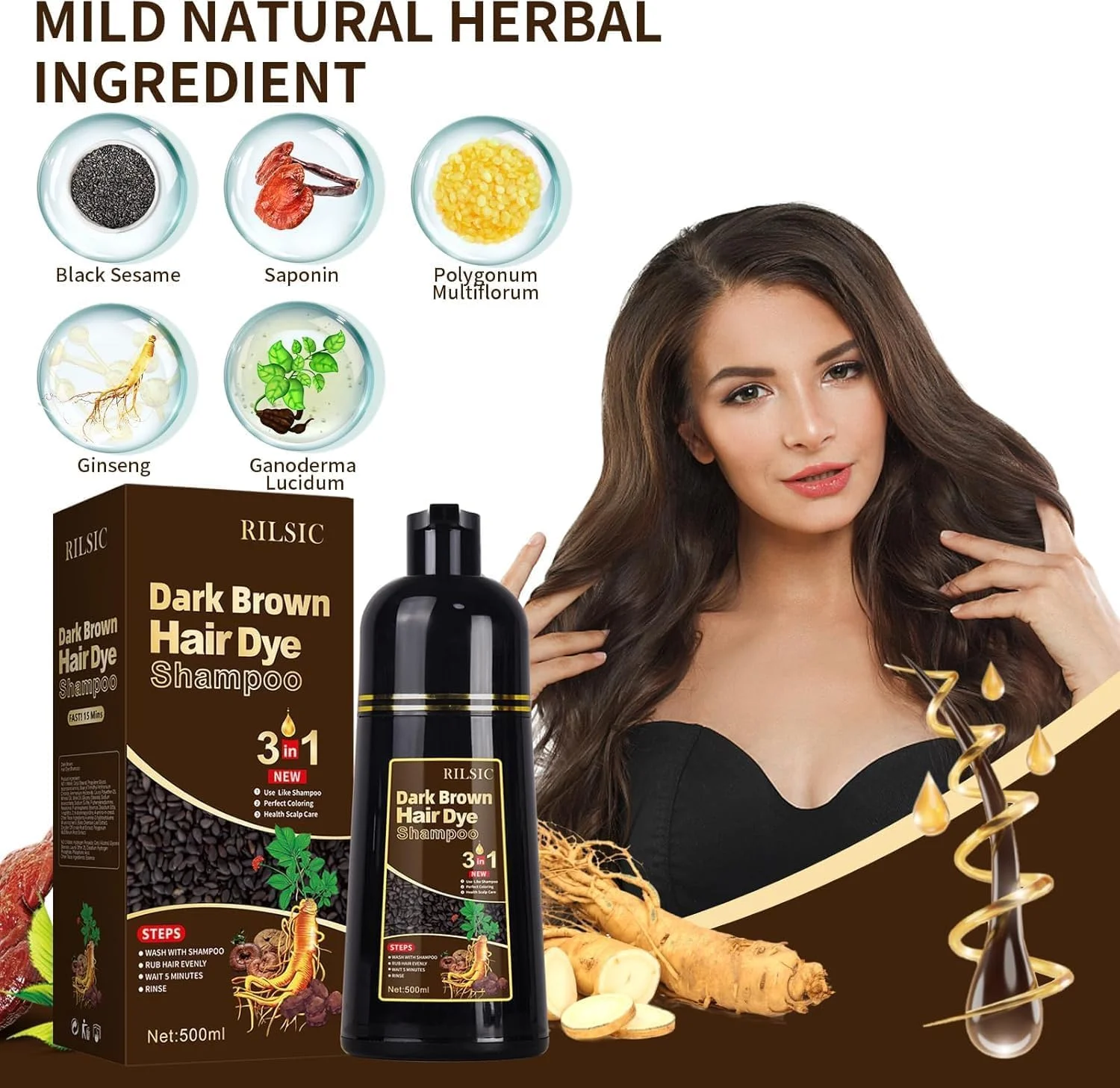 شامپو رنگ مو، شامپو رنگ مو 3 در 1، 500 میلی لیتر، شامپو رنگ مو فوری ضد موهای سفید، شامپو رنگ مو ضد سفیدی مو، شامپو رنگ مو برای آقایان و بانوان (قهوه ای تیره) شامپو رنگ مو، شامپو رنگ مو 3 در 1، 500 میلی لیتر، شامپو رنگ مو فوری ضد موهای سفید، شامپو رنگ مو ضد سفیدی مو، شامپو رنگ مو برای آقایان و بانوان (قهوه ای تیره)