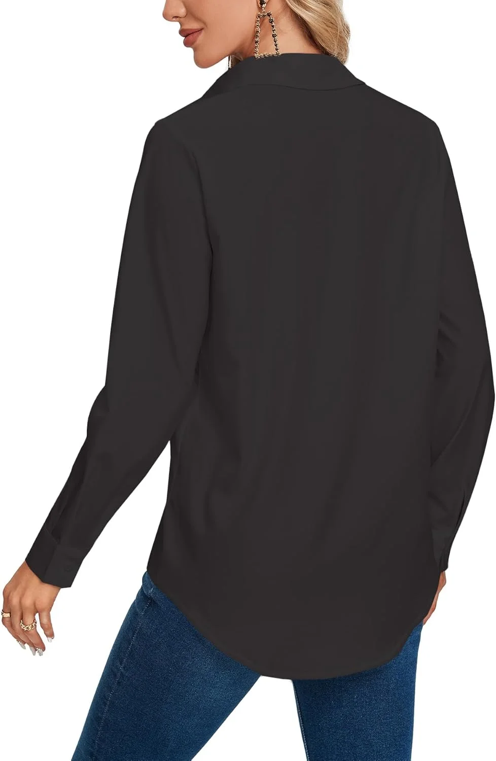 بلوز زنانه LYANER یقه V دکمه دار آستین بلند مناسب محیط کار