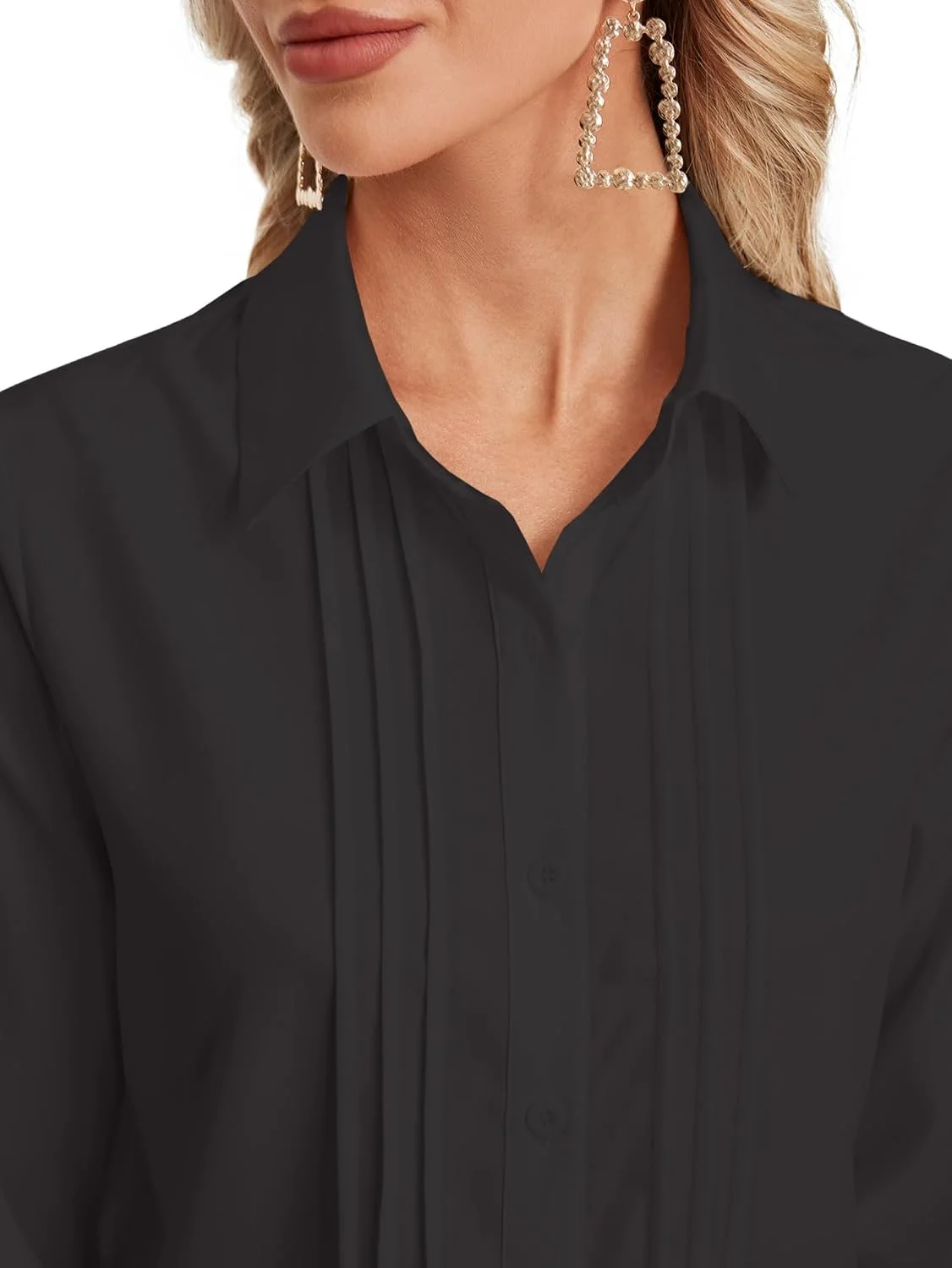 بلوز زنانه LYANER یقه V دکمه دار آستین بلند مناسب محیط کار