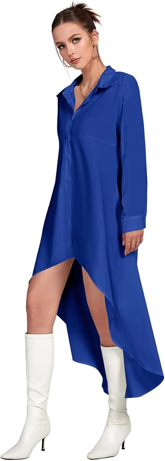 بلوز زنانه LYANER یقه دکمه دار آستین بلند با لبه بلند و کوتاه