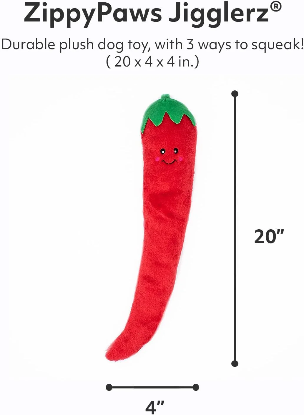 اسباب بازی سگ زیپی پاز جیگلرز - اسباب بازی سگ زیپی پاز برای سگ های بزرگ و کوچک، اسباب بازی کشیدنی پولیشی جیر جیر کننده بدون الیاف، اسباب بازی های تعاملی با تم سبزیجات جیر جیر کننده با سر و دم چروک، فلفل