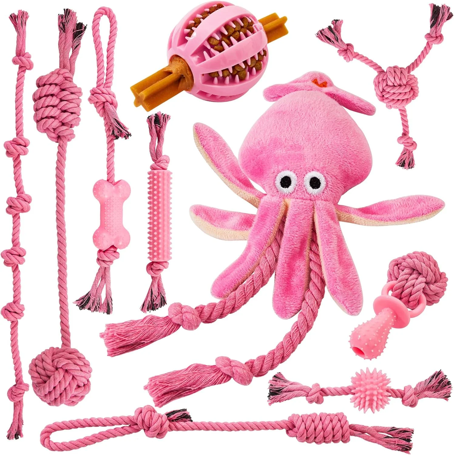 اسباب بازی سگ Ystars، 10 عدد، مناسب توله سگ های 8 تا 38 هفته، طناب ها و لاستیک های سخت و بادوام، اسباب بازی های جویدنی برای توله سگ های پرانرژی، مناسب بازی و آموزش، اسباب بازی سگ برای سگ های کوچک