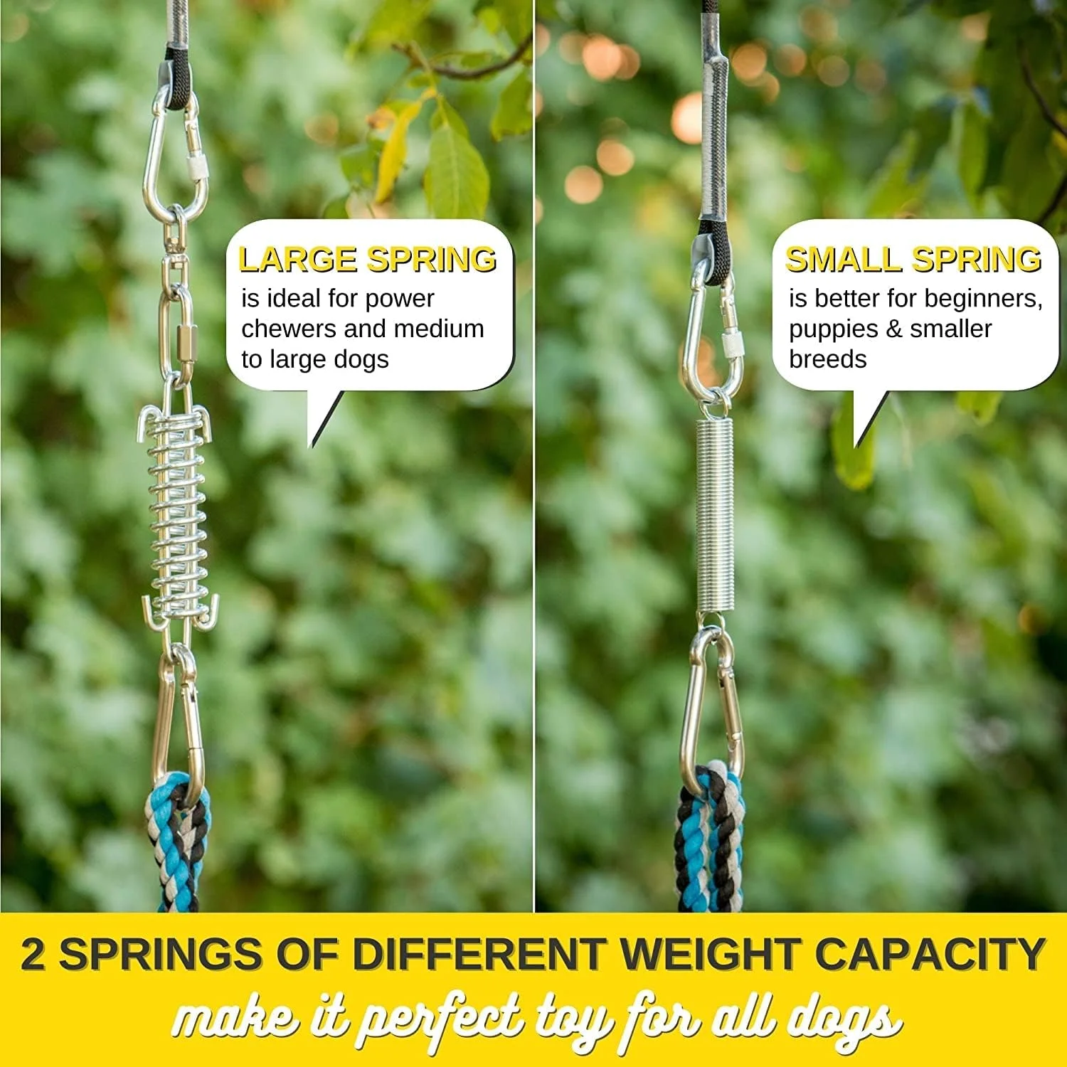 میله بازی فنری YES4QUALITY برای سگ ها، 2 میله فنری بادوام با طناب اسباب بازی قوی، طعمه سنگین برای هر اندازه، آموزش اطاعت و ورزش سرگرم کننده، اسباب بازی کشیدنی و جنگ طناب میله بازی فنری YES4QUALITY برای سگ ها، 2 میله فنری بادوام با طناب اسباب بازی قوی، طعمه سنگین برای هر اندازه، آموزش اطاعت و ورزش سرگرم کننده، اسباب بازی کشیدنی و جنگ طناب