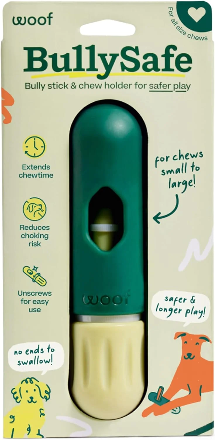WOOF BullySafe - نگهدارنده استخوان جویدنی - نگهدارنده بادوام برای جویدن ایمن و طولانی مدت سگ - تمیز کردن آسان - دیگر خبری از بلعیدن انتهای استخوان نیست WOOF BullySafe - نگهدارنده استخوان جویدنی - نگهدارنده بادوام برای جویدن ایمن و طولانی مدت سگ - تمیز کردن آسان - دیگر خبری از بلعیدن انتهای استخوان نیست