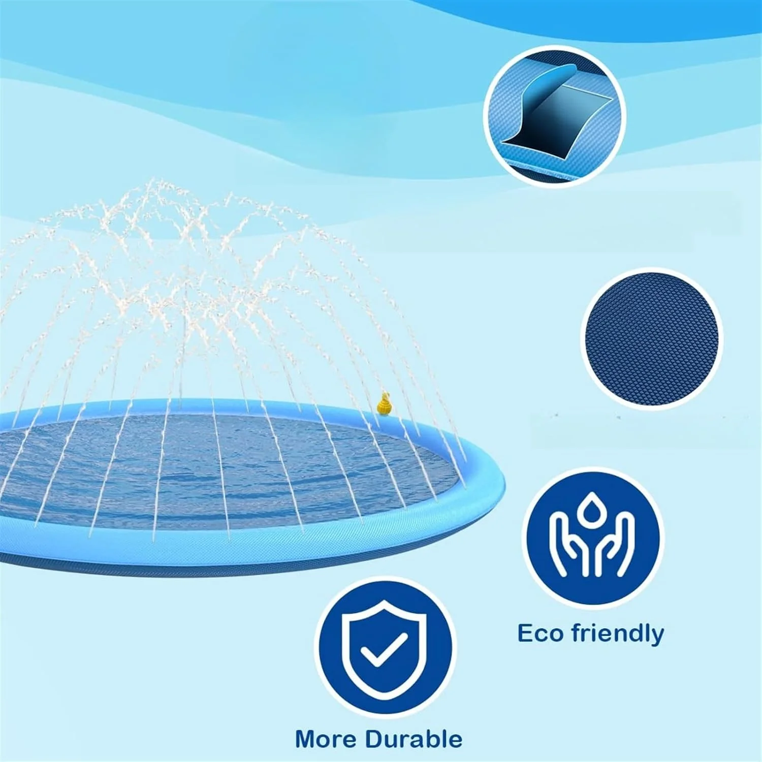 تشک آب پاش سگ فروشگاه THE WHITE SHOP - وان حمام و استخر ضخیم سگ، مجموعه بازی و اسباب بازی های آبی تابستانی حیوانات خانگی، هدیه برای سگ ها، آبی (سایز: 170 سانتی متر)