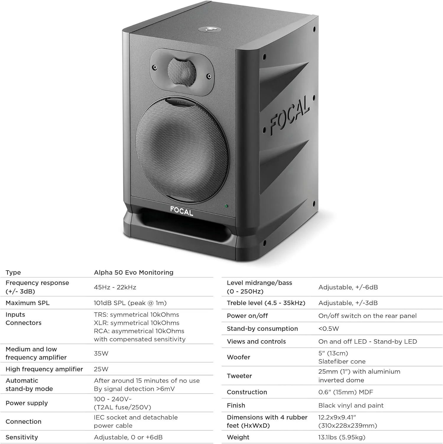 مانیتور استودیویی فوکال Alpha 50 Evo با ووفر 5 اینچی