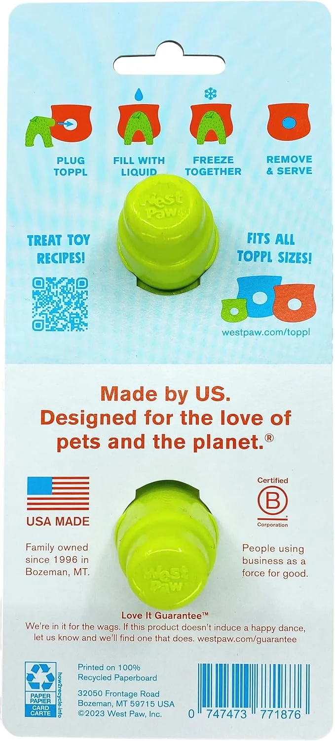 درب پوششی دو عددی وست پا مدل Toppl به رنگ سبز سیبی - طراحی شده برای غنی سازی غذایی سگ، لوازم جانبی مناسب برای تمام سایزهای اسباب بازی سگ Toppl - آماده سازی آسان غذا و تشویقی، تمیز و پایدار، ساخت آمریکا، پلاستیک بازیافتی.