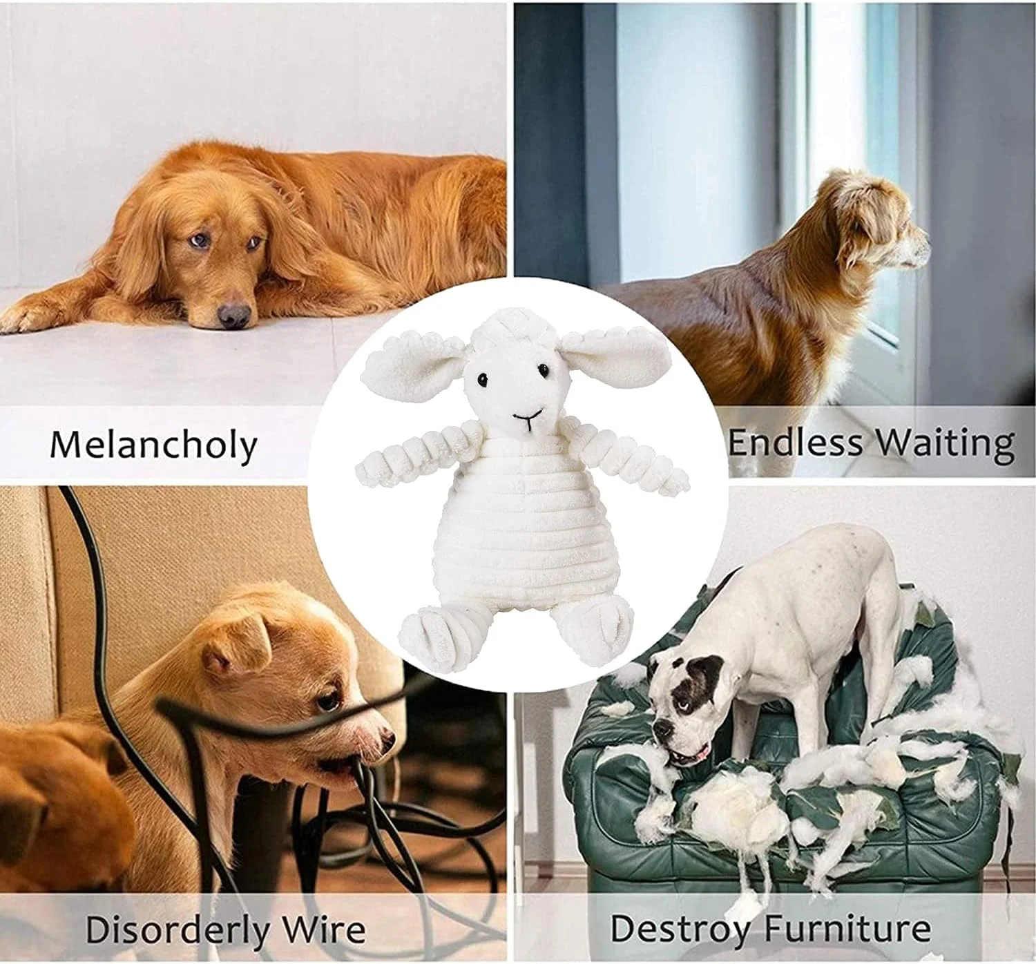 اسباب بازی سگ Velvaria، اسباب بازی بادوام مخملی، اسباب بازی های پولیشی صدادار، اسباب بازی پازلی برای سگ ها، اسباب بازی آموزشی دندان، اسباب بازی های پنبه ای تعاملی جویدنی خنده دار، اسباب بازی های دندانی سگ بزرگ (گوسفند سفید)