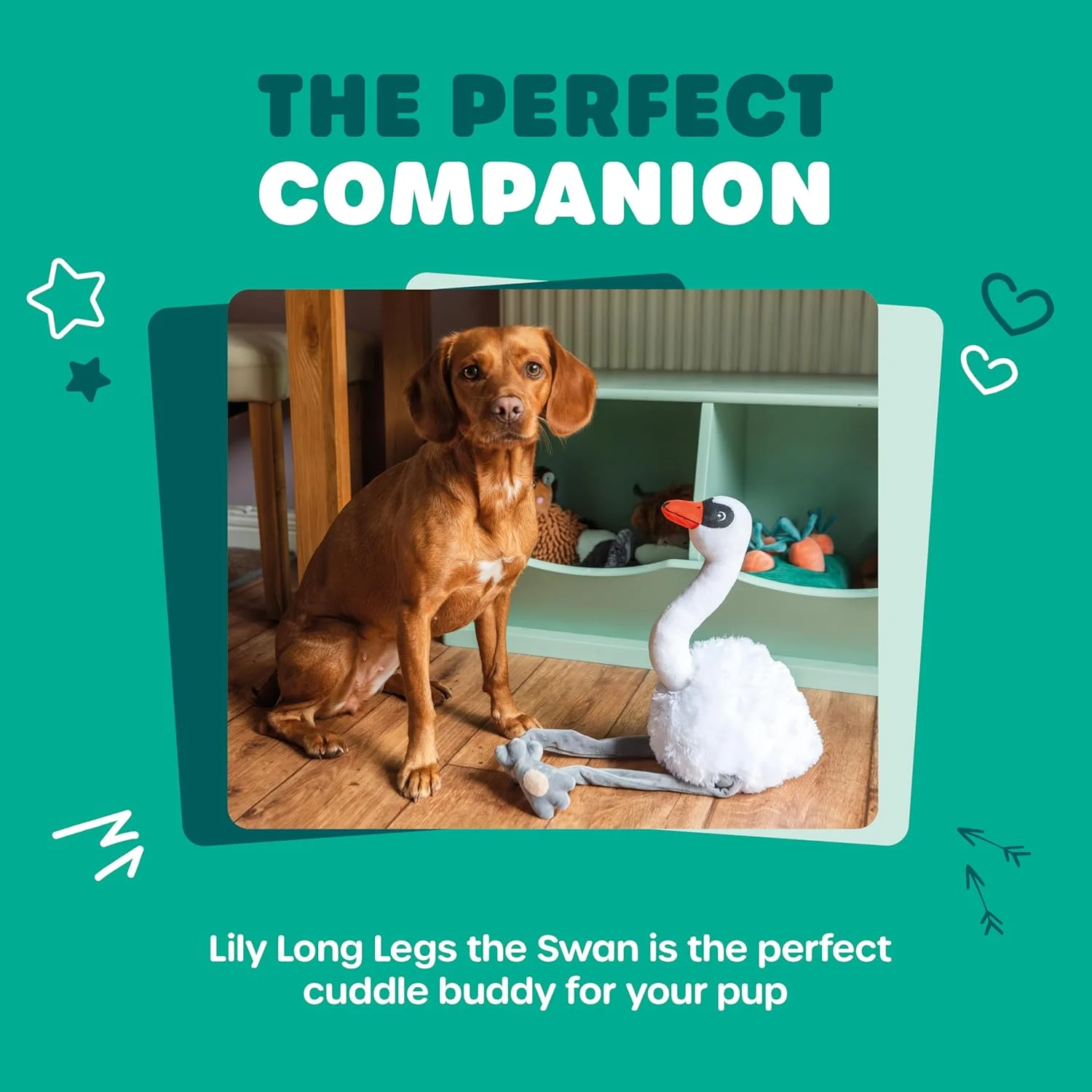 اسباب بازی سگ وب باکس مدل قو با پاهای دراز - پولیشی، صدادار و فوق العاده نرم