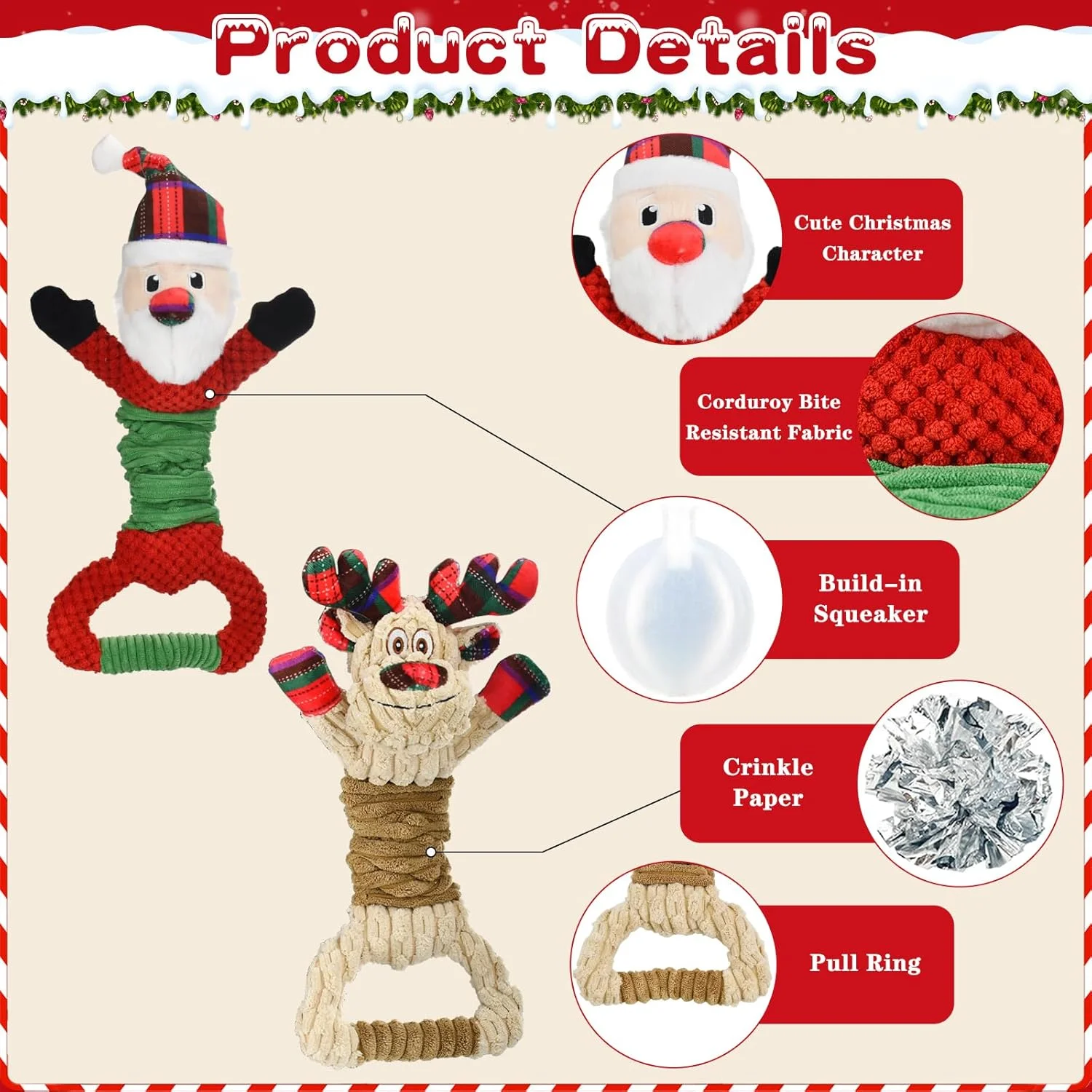 اسباب بازی سگ کریسمس Vehomy، اسباب بازی جیر جیر سگ برای جویدن تهاجمی، اسباب بازی سگ بابانوئل کریسمس، اسباب بازی سگ گوزن شمالی، اسباب بازی کششی سگ، اسباب بازی تعاملی سگ برای سگ های کوچک، متوسط و بزرگ، 2 عدد اسباب بازی سگ کریسمس Vehomy، اسباب بازی جیر جیر سگ برای جویدن تهاجمی، اسباب بازی سگ بابانوئل کریسمس، اسباب بازی سگ گوزن شمالی، اسباب بازی کششی سگ، اسباب بازی تعاملی سگ برای سگ های کوچک، متوسط و بزرگ، 2 عدد