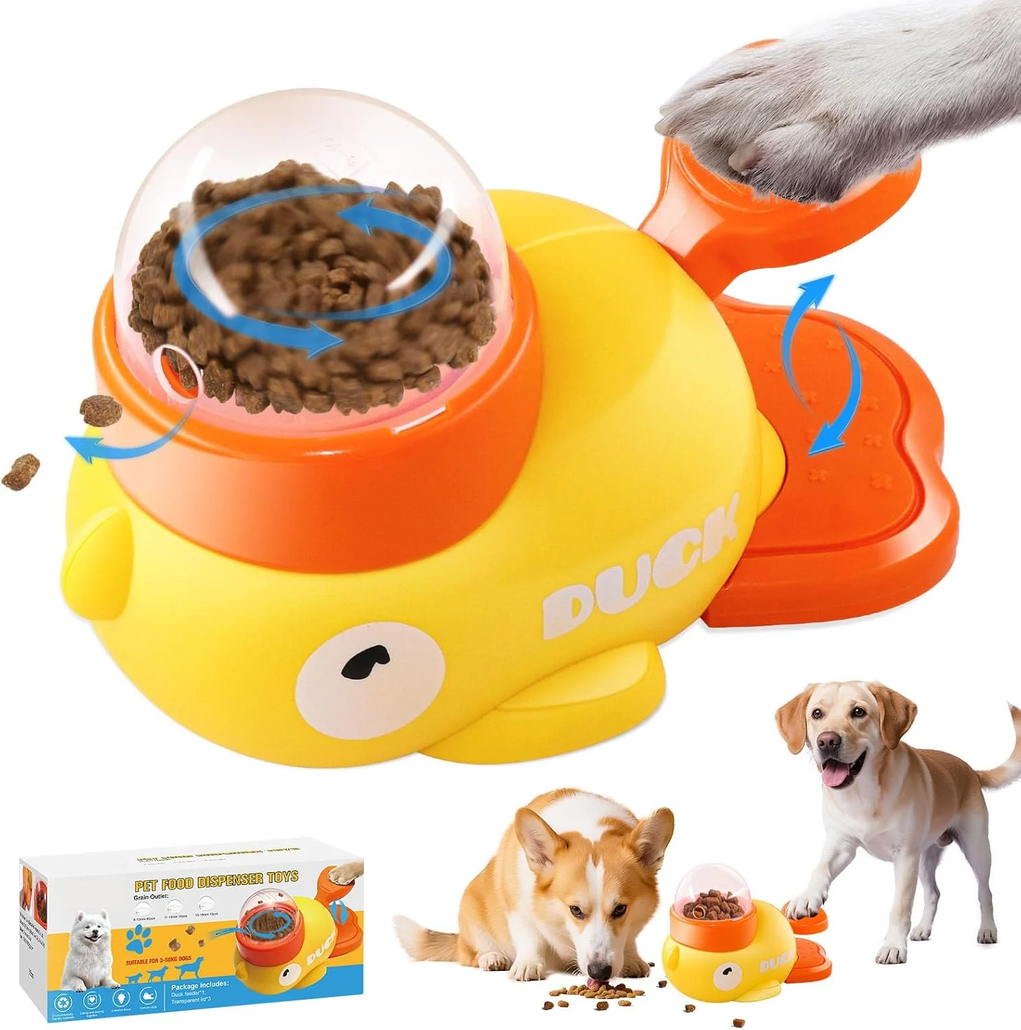 اسباب بازی های تعاملی پخش کننده تشویقی سگ 2 در 1، غذاده آهسته سگ، پرتاب کننده غذای گربه، اسباب بازی های پازلی حیوانات خانگی به شکل اردک برای گربه ها و سگ های کوچک اسباب بازی های تعاملی پخش کننده تشویقی سگ 2 در 1، غذاده آهسته سگ، پرتاب کننده غذای گربه، اسباب بازی های پازلی حیوانات خانگی به شکل اردک برای گربه ها و سگ های کوچک