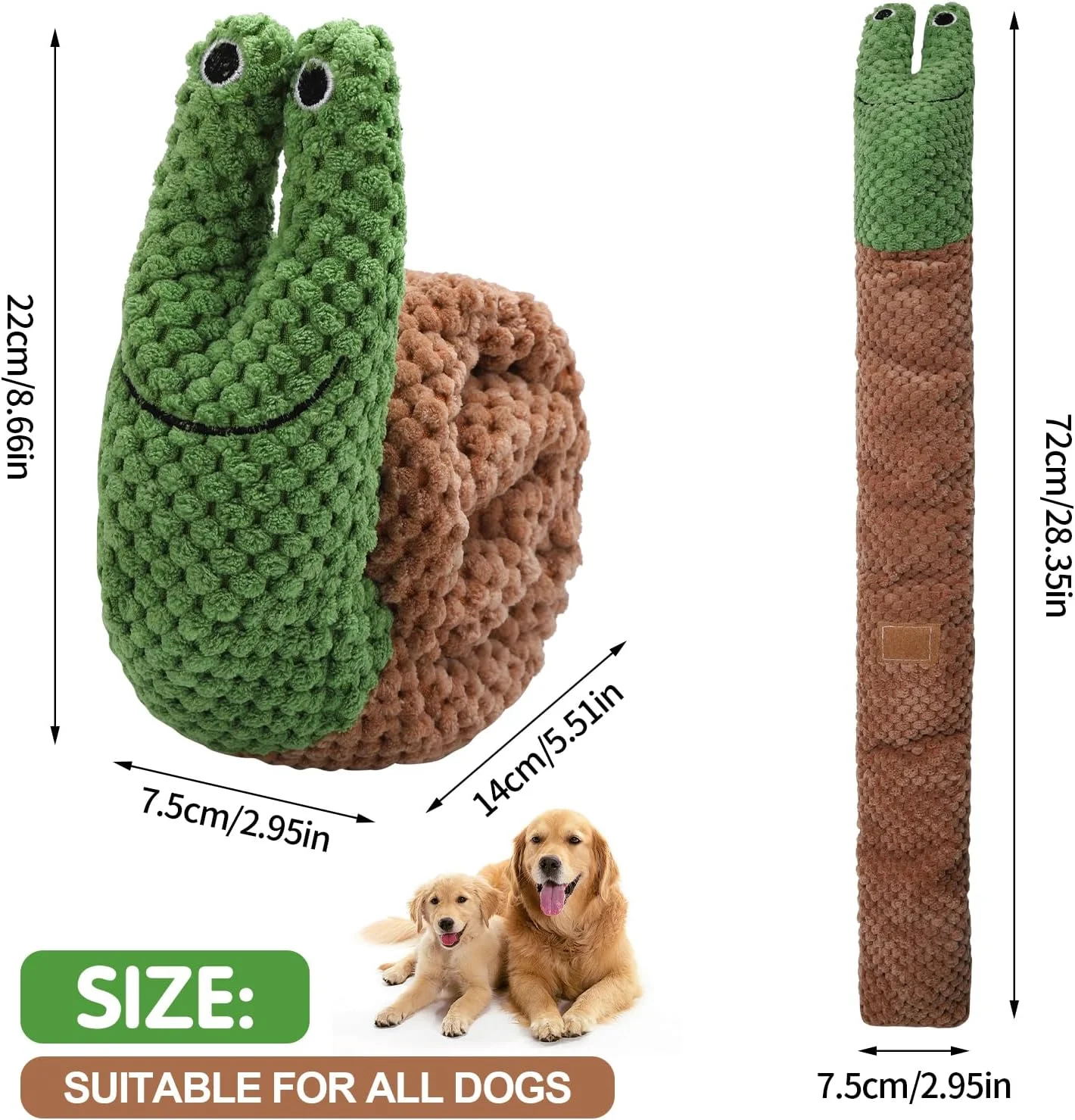 اسباب بازی بویایی سگ Treetopone، اسباب بازی هوش، فرش بویایی، اسباب بازی سگ، هوش برای سگ ها، شکل حلزون سبز، اسباب بازی مخمل خواب دار تعاملی، سگ ها، هدیه تولد