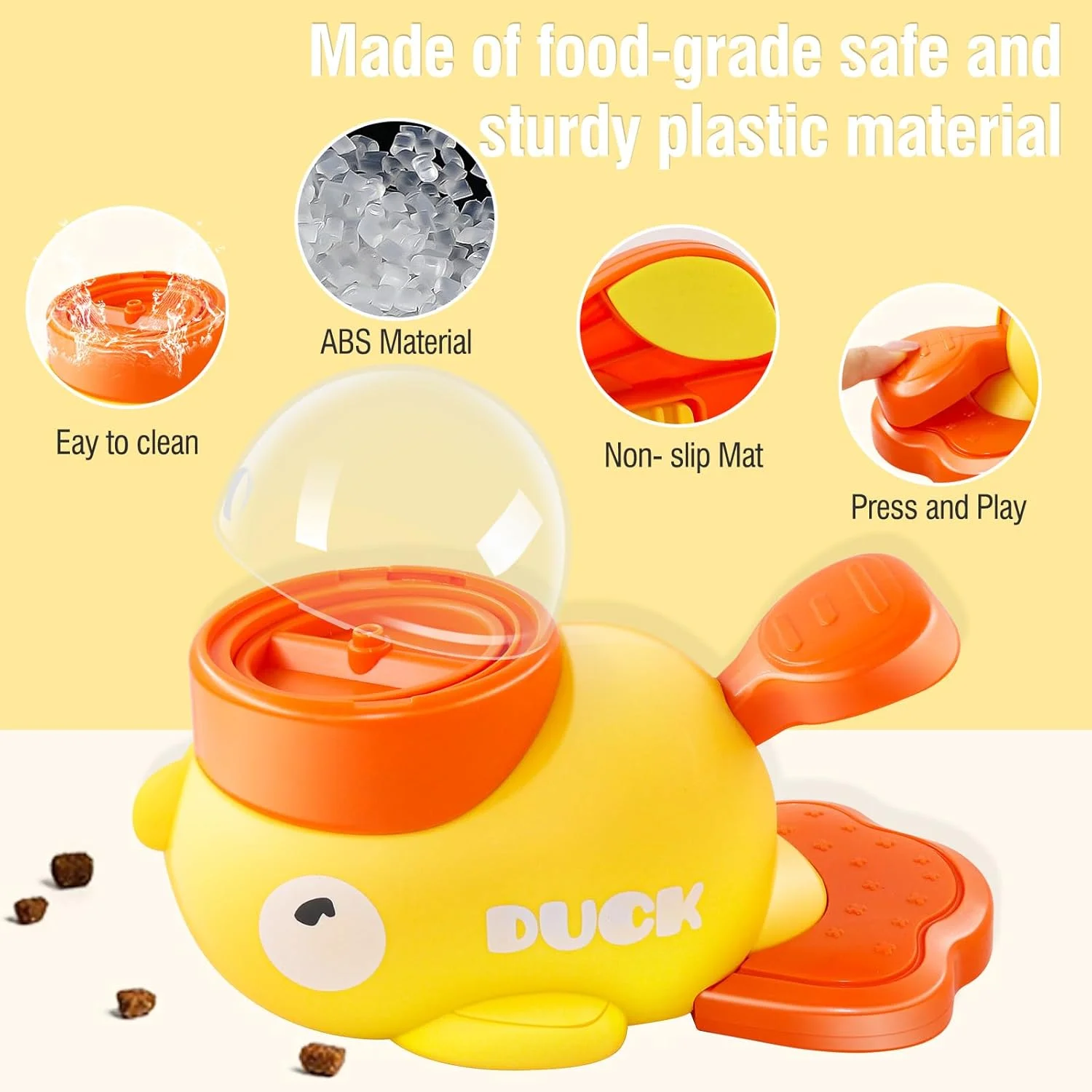 اسباب بازی های تعاملی پخش کننده تشویقی سگ 2 در 1، غذاده آهسته سگ، پرتاب کننده غذای گربه، اسباب بازی های پازلی حیوانات خانگی به شکل اردک برای گربه ها و سگ های کوچک
