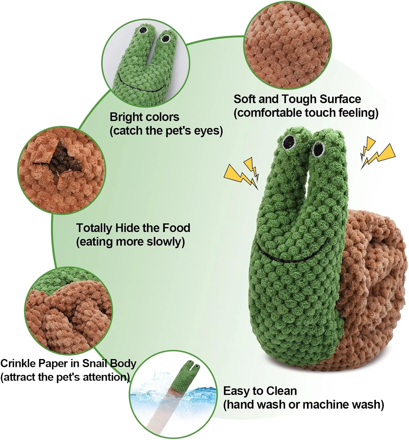 اسباب بازی بویایی سگ Treetopone، اسباب بازی هوش، فرش بویایی، اسباب بازی سگ، هوش برای سگ ها، شکل حلزون سبز، اسباب بازی مخمل خواب دار تعاملی، سگ ها، هدیه تولد