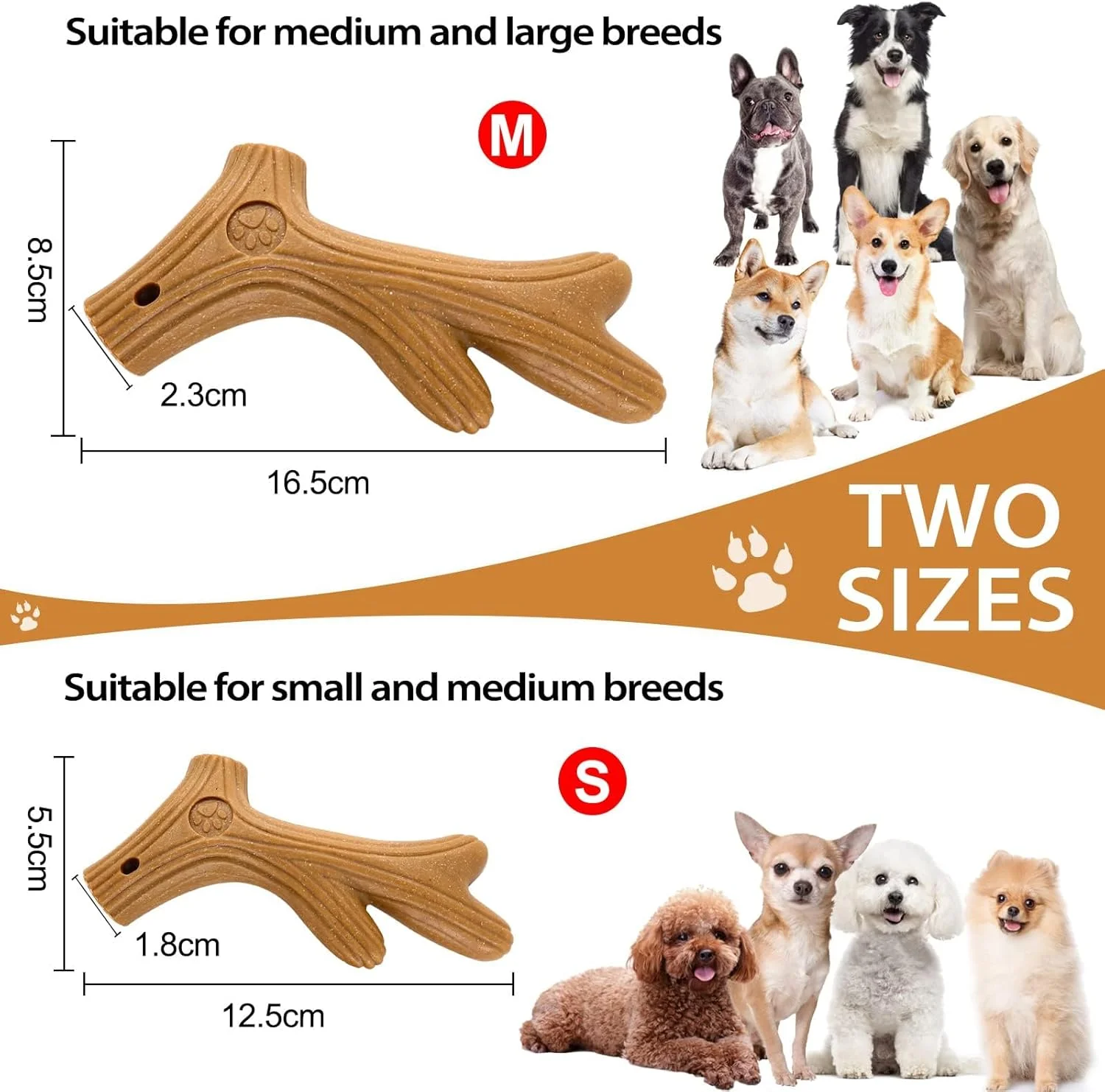 اسباب بازی های جویدنی شاخ گوزن سفت برای دندان درآوردن، استخوان های جویدنی توله سگ با ماندگاری طولانی برای جویدن تهاجمی، دندان گیر چوبی کاج گربه غیرقابل تخریب، چوب جویدنی قوی Dogwood برای نژاد کوچک و متوسط (قهوه ای روشن)