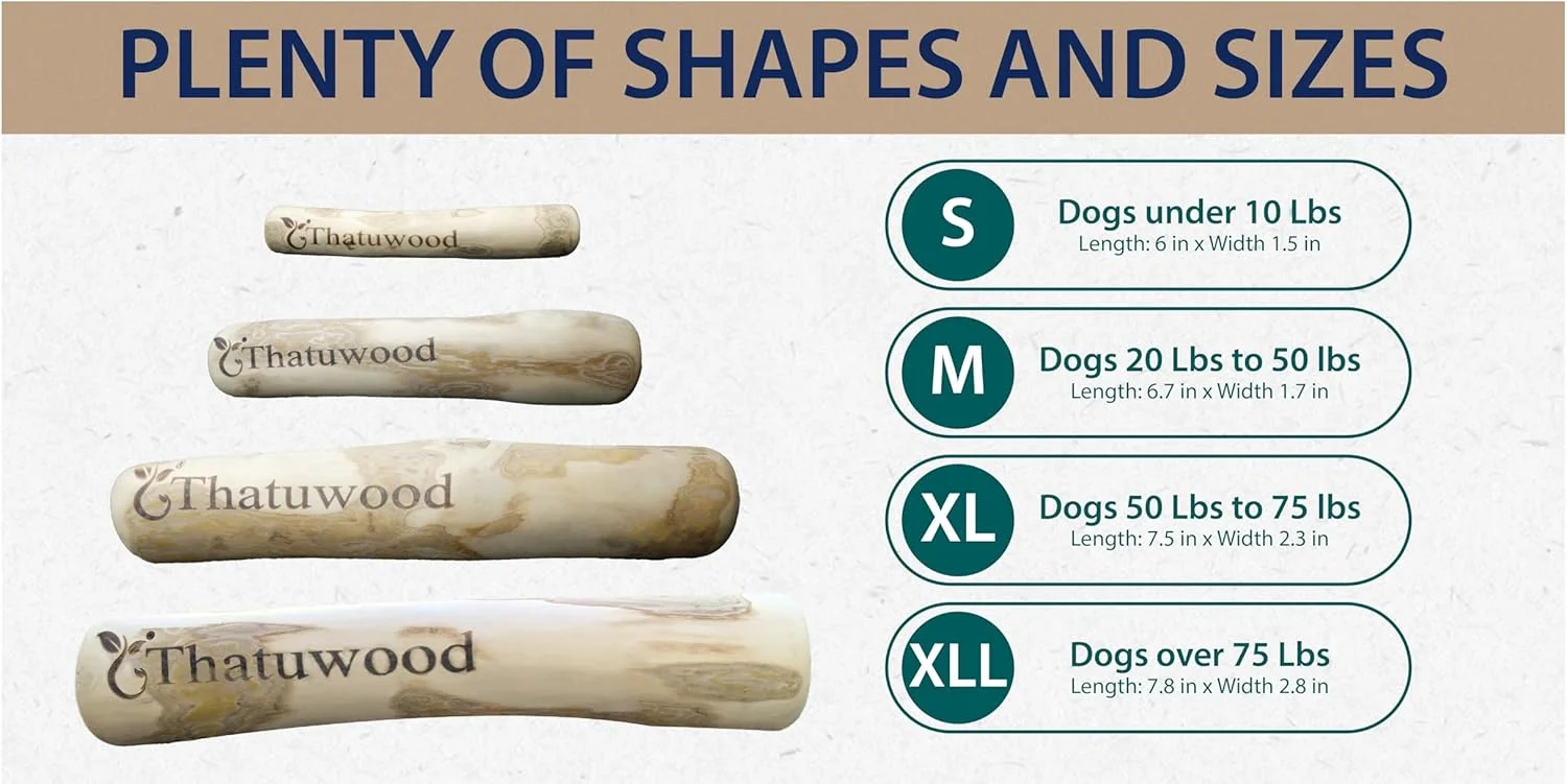 چوب جویدنی قهوه مخصوص سگ THATUWOOD - چوب قهوه برای حیوانات خانگی شما - غیر سمی - ایمن - اسباب بازی جویدنی توله سگ برای دندان درآوردن - ساخت ویتنام - 1 بسته / 2 عدد (کوچک)