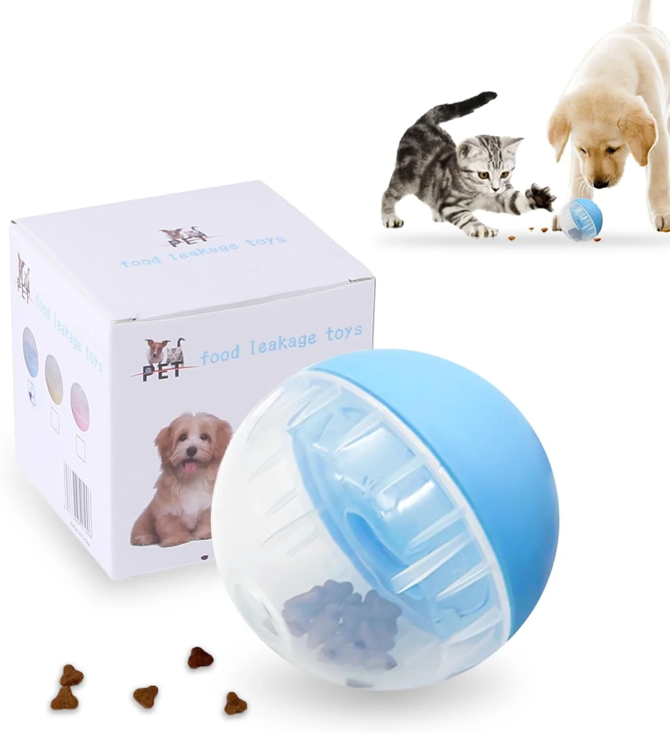 اسباب بازی توپ خوراکی سگ TORMEN، پازل پخش کننده غذای تعاملی منطقه حیوانات خانگی IQ برای حیوانات خانگی، سختی قابل تنظیم، توپ مقاوم در برابر نشت بادوام، اسباب بازی پخش کننده خوراکی برای ورزش و سرگرمی (آبی)