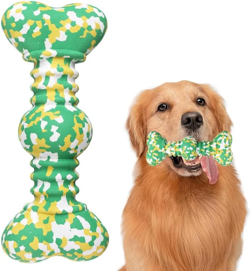 اسباب بازی جویدنی سگ TERRIFI، نشکن، مناسب سگ های متوسط و بزرگ، اسباب بازی دندانی تجزیه پذیر با فیبر بامبو، درجه غذایی، مناسب برای جویدن تهاجمی، سبز (L)