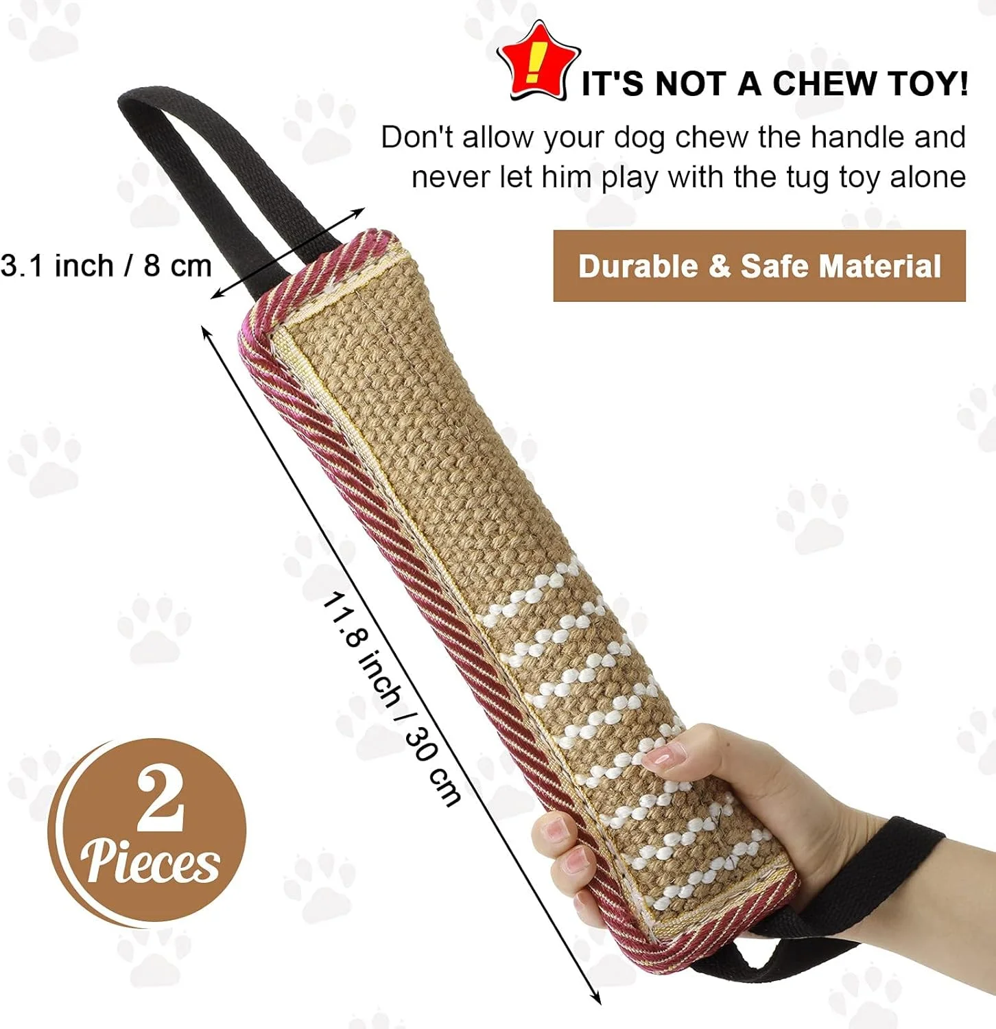 اسباب بازی کششی سگ تریفی، اسباب بازی جوت گاز گرفتن سگ با دسته های قوی، ایده آل برای طناب کشی، بازی تعاملی آموزش توله سگ، اسباب بازی های آموزش گاز گرفتن بادوام برای سگ های متوسط ​​تا بزرگ، 2 عدد