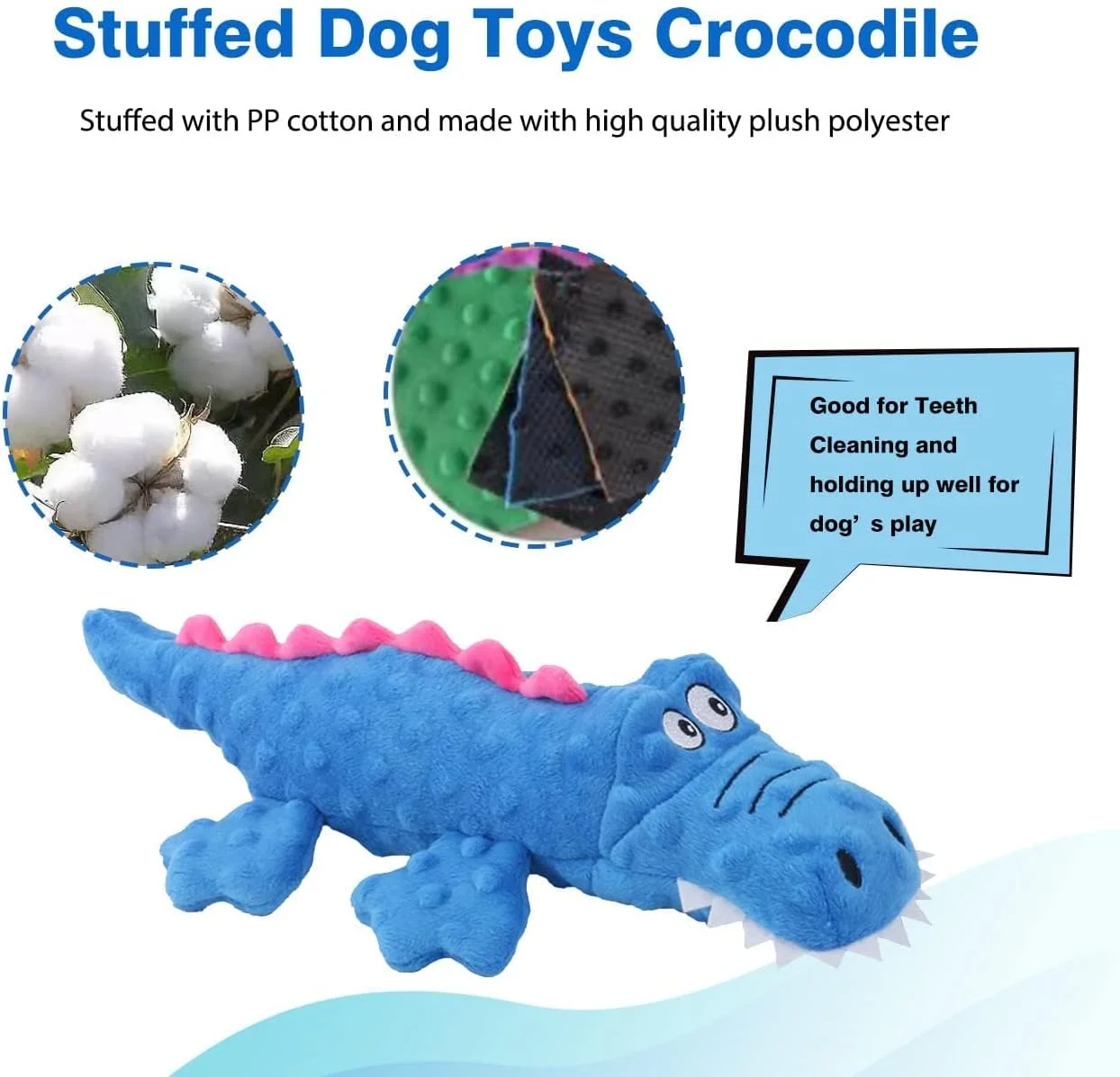 اسباب بازی سگ TERRIFI، بسته 2 عددی، اسباب بازی های جویدنی سگ پولیشی و بامزه برای دندان درآوردن توله سگ، اسباب بازی های تعاملی بادوام برای سگ های کوچک، متوسط ​​و بزرگ (آبی + بنفش، تمساح)