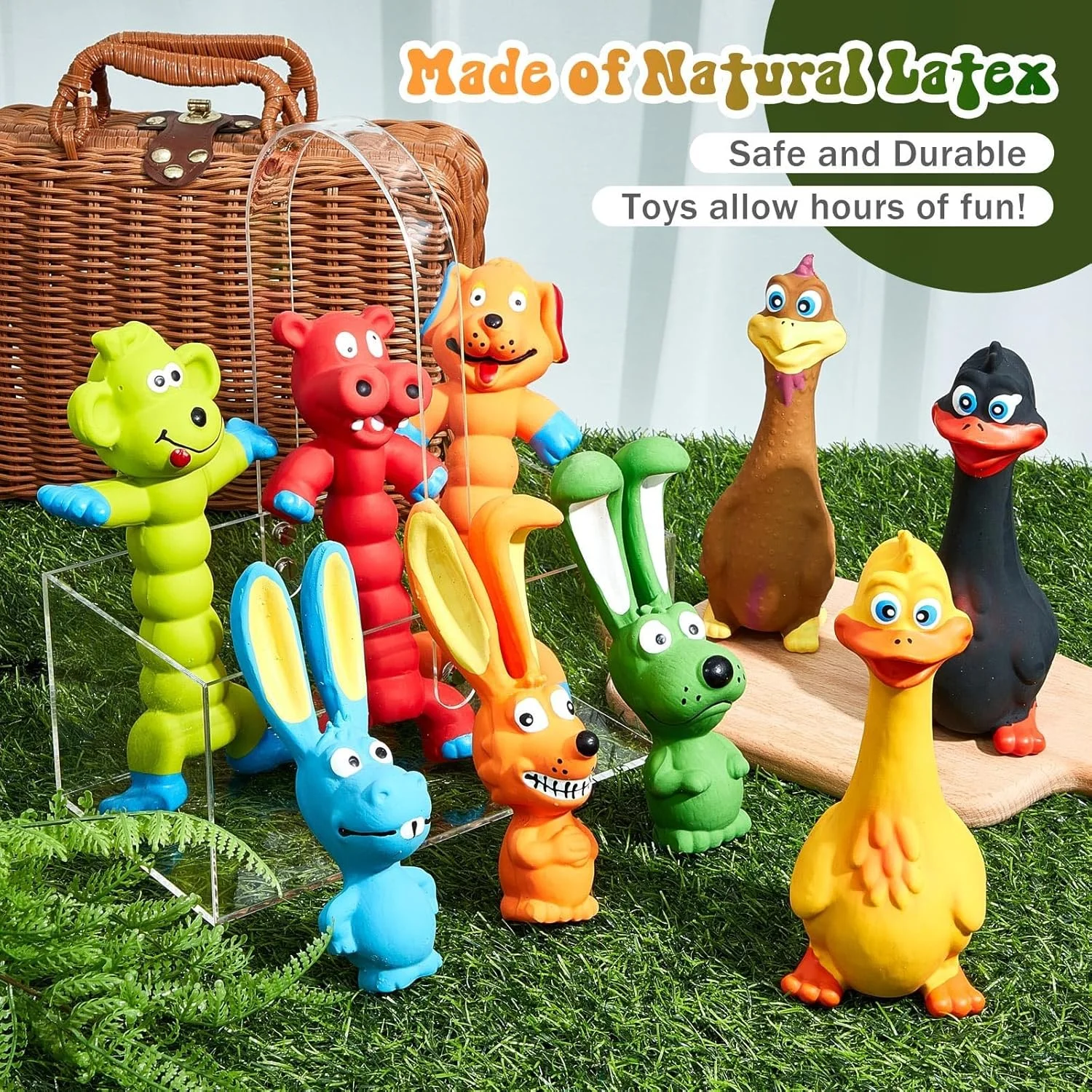 اسباب بازی های سگ لاتکس جیغی 7 اینچی TERRIFI، چوب ایستاده، اسباب بازی جویدنی سگ لاستیکی نرم، اسباب بازی تعاملی توله سگ حیوانی، اسباب بازی های حیوانات خانگی متنوع برای سگ های کوچک، متوسط و بزرگ، رنگ های متنوع (مجموعه 9 عددی)