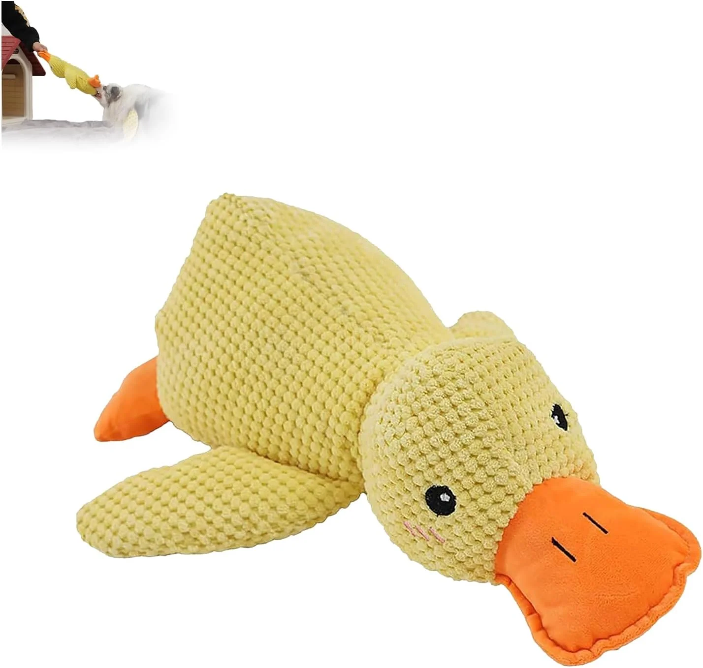 اسباب بازی سگ اردک TaboSi Zentric Quack-Quack، اسباب بازی کلاسیک سگ اردک صدادار، اسباب بازی سگ اردک پولیشی با صدای جیر جیر، اسباب بازی جویدنی حیوانات عروسکی سگ، اسباب بازی های دندانی آموزشی و تعاملی برای سگ ها (زرد)