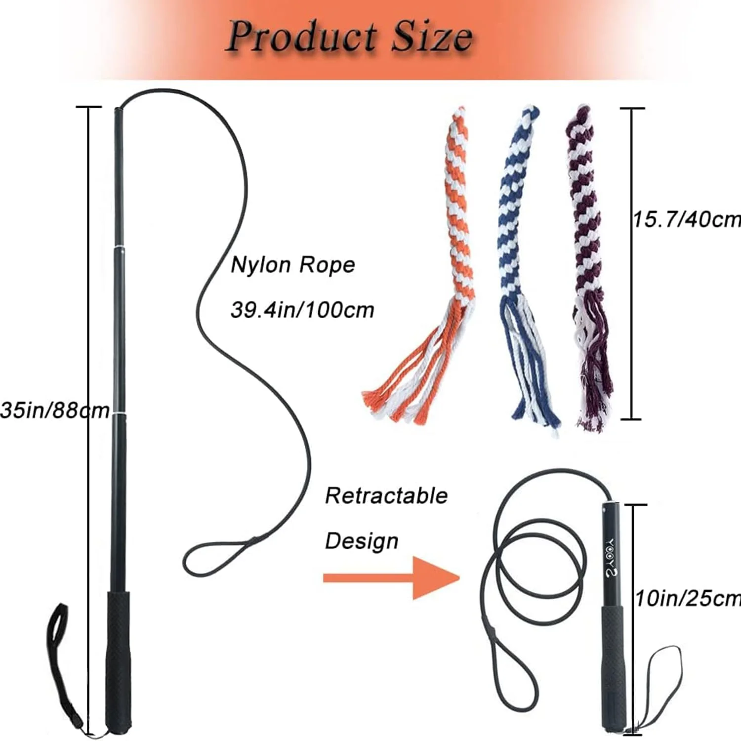 اسباب بازی میله لاس زنی سگ SYOOY، اسباب بازی های تعاملی سگ برای تعقیب و گریز و طناب کشی، چوب بازی سگ با 3 طناب پشمی جویدنی، میله چوب بازی حیوانات خانگی برای تمرین سگ های کوچک، متوسط و بزرگ