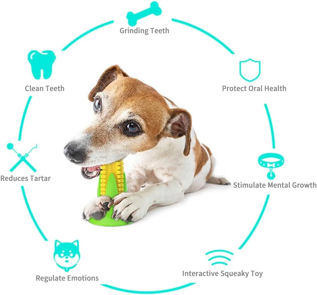 اسباب بازی جویدنی طرح کورن داگ با مکنده، صدای جیر جیر برای تمیز کردن دندان ها و کاهش اضطراب جدایی، اسباب بازی جویدنی بادوام و نشکن برای سگ های نژاد متوسط/بزرگ، حیوانات خانگی را در داخل خانه مشغول نگه می دارد