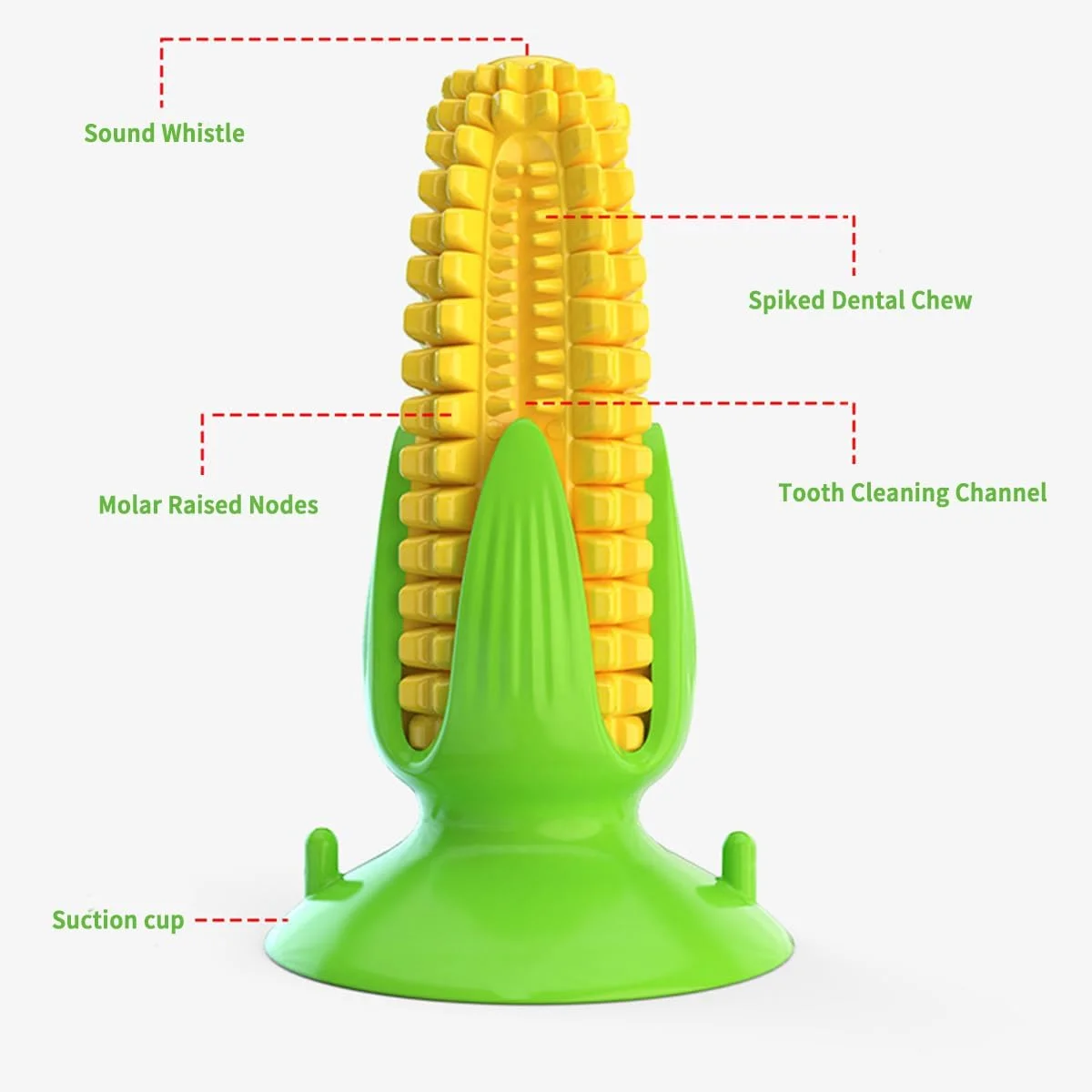 اسباب بازی جویدنی طرح کورن داگ با مکنده، صدای جیر جیر برای تمیز کردن دندان ها و کاهش اضطراب جدایی، اسباب بازی جویدنی بادوام و نشکن برای سگ های نژاد متوسط/بزرگ، حیوانات خانگی را در داخل خانه مشغول نگه می دارد
