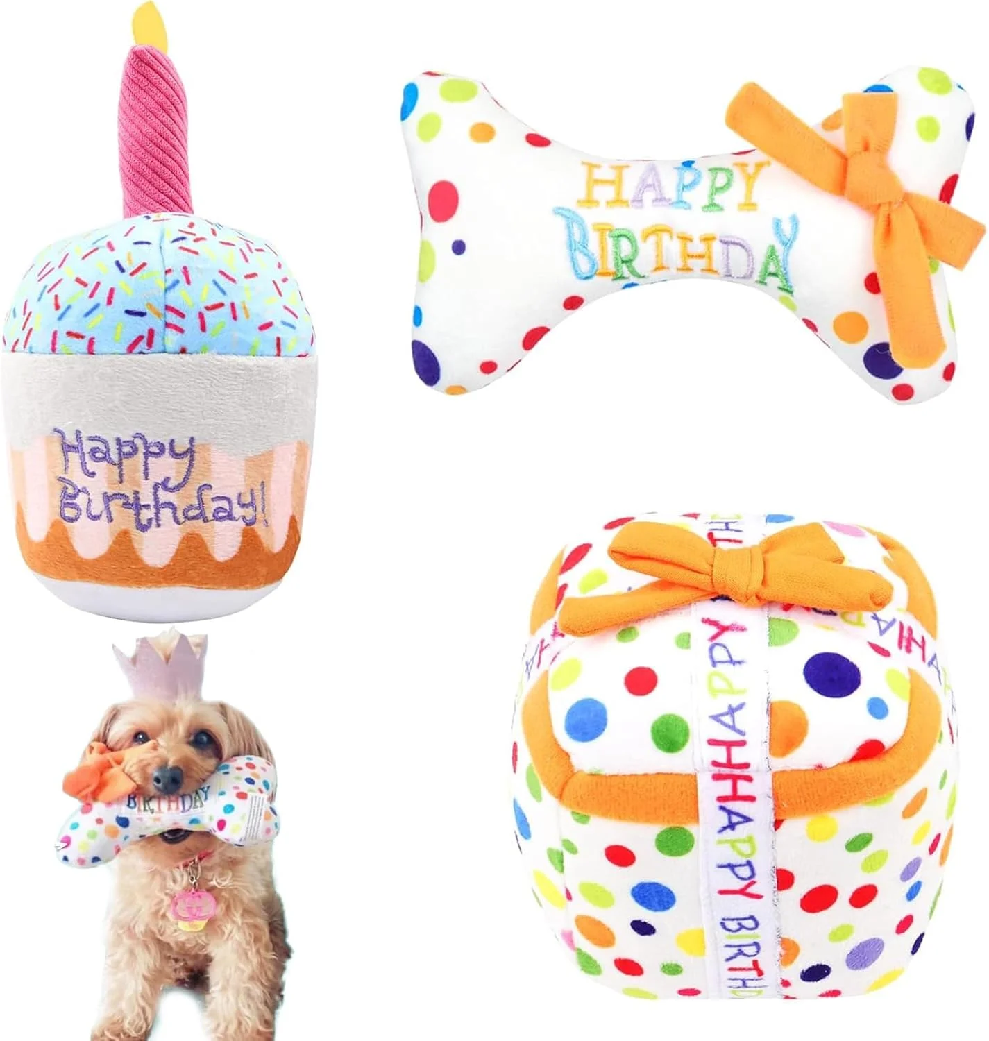 اسباب بازی های جیر جیر کننده برای سگ ها، بسته 3 عددی اسباب بازی های جیر جیر کننده پولیشی، کیک تولد و جعبه هدیه استخوان، اسباب بازی های جویدنی تعاملی سرگرم کننده برای سگ های کوچک و متوسط، هدایای مهمانی تولد توله سگ ایمن اسباب بازی های جیر جیر کننده برای سگ ها، بسته 3 عددی اسباب بازی های جیر جیر کننده پولیشی، کیک تولد و جعبه هدیه استخوان، اسباب بازی های جویدنی تعاملی سرگرم کننده برای سگ های کوچک و متوسط، هدایای مهمانی تولد توله سگ ایمن