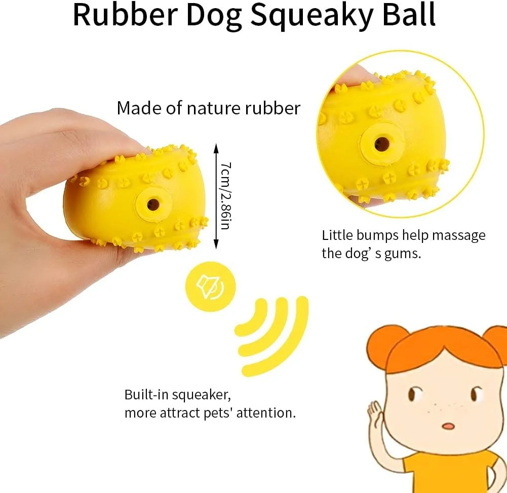 بسته چهارتایی توپ اسباب بازی حیوانات خانگی با صدا، توپ های صدادار سگ، توپ های جویدنی لاستیکی طبیعی غیر سمی برای توله سگ ها بسته چهارتایی توپ اسباب بازی حیوانات خانگی با صدا، توپ های صدادار سگ، توپ های جویدنی لاستیکی طبیعی غیر سمی برای توله سگ ها