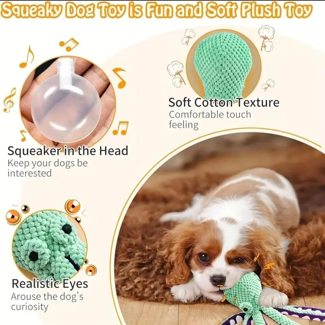 اسباب بازی سگ اختاپوس صدادار، اسباب بازی تعاملی سگ، طناب کشی، اسباب بازی بادوام سگ، اسباب بازی حیوانات خانگی، اسباب بازی جویدنی سگ مخمل خواب دار نرم ضد اضطراب توله سگ برای سگ های کوچک متوسط ​​بزرگ و توله سگ، کاهش بی حوصلگی، تمیز کردن دندان ها