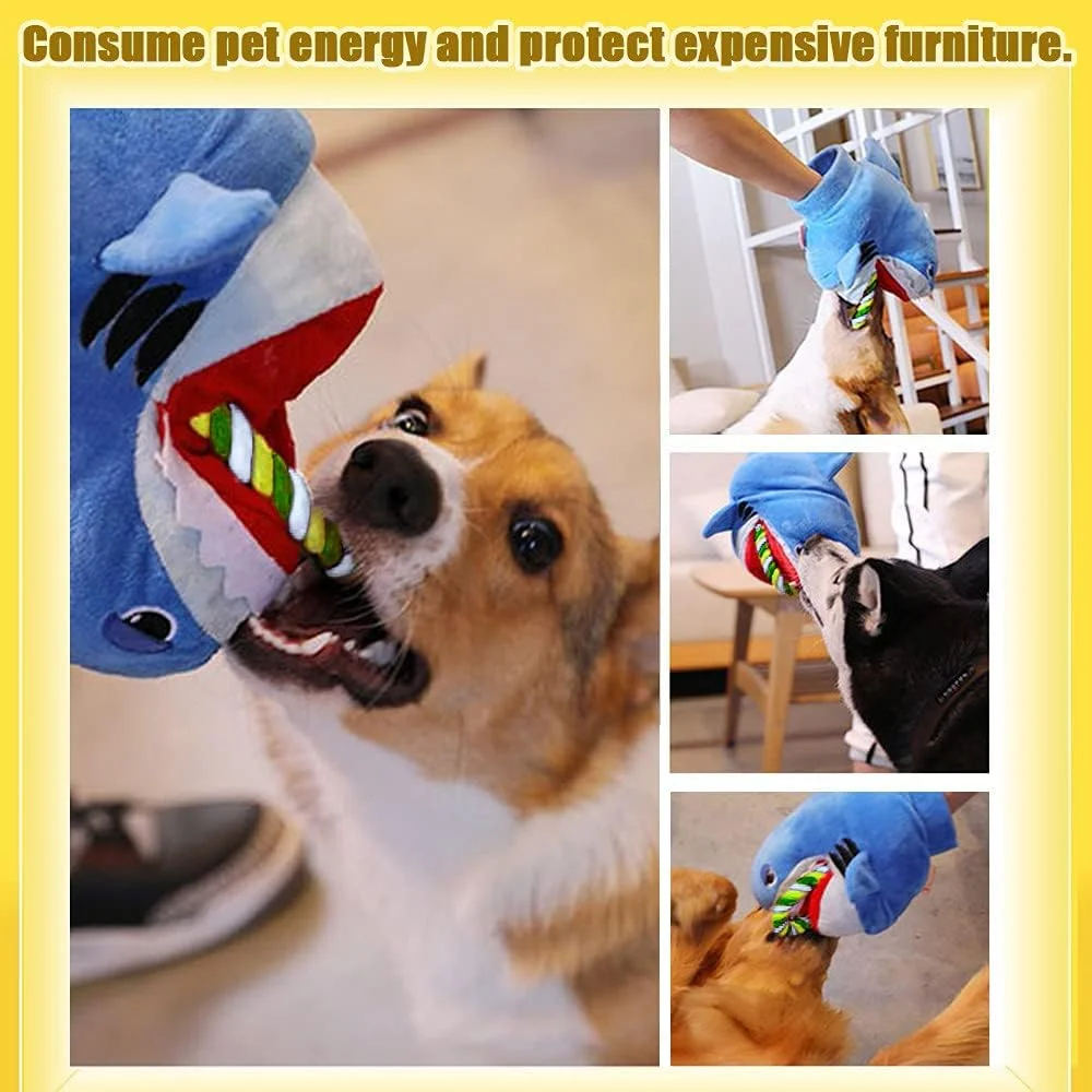 اسباب بازی سگ پولیشی جیر جیر کننده - طناب پر شده خنده دار برای سگ های کوچک و متوسط، اسباب بازی جویدنی دندان درآوردن توله سگ ناز برای آموزش تعاملی، اسباب بازی کششی بادوام برای رفع بی حوصلگی و استرس، اسباب بازی حیوانات خانگی کوسه نرم با صدای جیر جیر اسباب بازی سگ پولیشی جیر جیر کننده - طناب پر شده خنده دار برای سگ های کوچک و متوسط، اسباب بازی جویدنی دندان درآوردن توله سگ ناز برای آموزش تعاملی، اسباب بازی کششی بادوام برای رفع بی حوصلگی و استرس، اسباب بازی حیوانات خانگی کوسه نرم با صدای جیر جیر