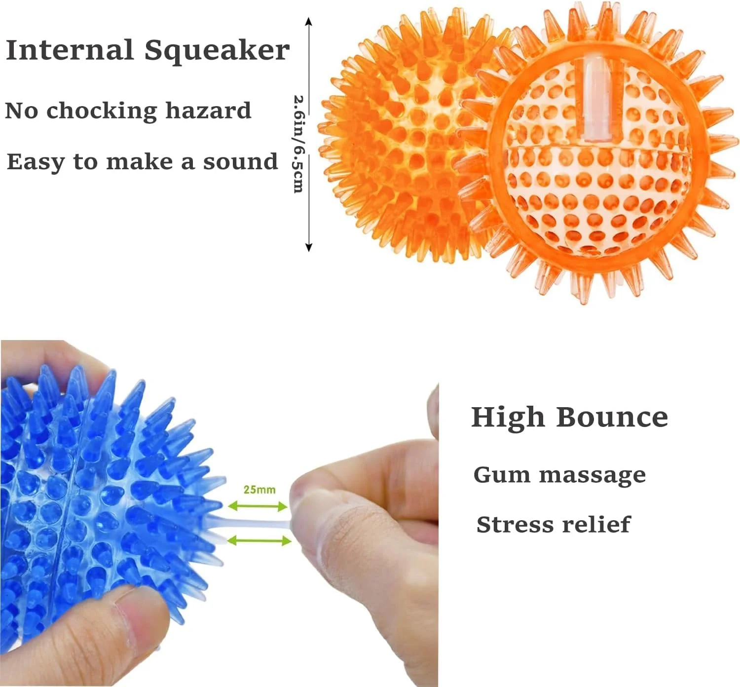 توپ های سوت دار سگ، بسته 3 عددی - توپ های خاردار جویدنی سگ، اسباب بازی شناور استخر سگ، اسباب بازی های پرتاب کردنی برای توله سگ، اسباب بازی های جویدنی لاستیکی TPR برای رفع بی حوصلگی، تمیز کردن دندان برای سگ های کوچک و متوسط
