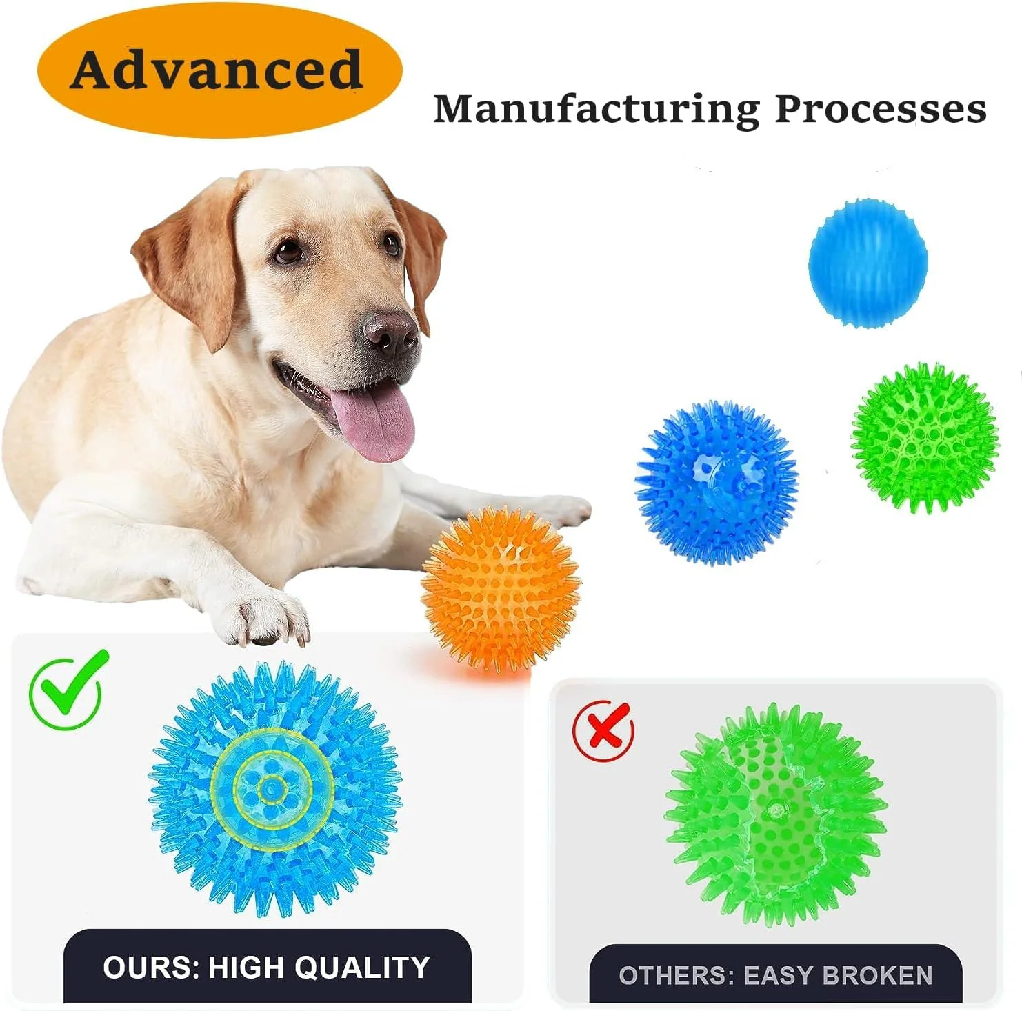 توپ های سوت دار سگ، بسته 3 عددی - توپ های خاردار جویدنی سگ، اسباب بازی شناور استخر سگ، اسباب بازی های پرتاب کردنی برای توله سگ، اسباب بازی های جویدنی لاستیکی TPR برای رفع بی حوصلگی، تمیز کردن دندان برای سگ های کوچک و متوسط